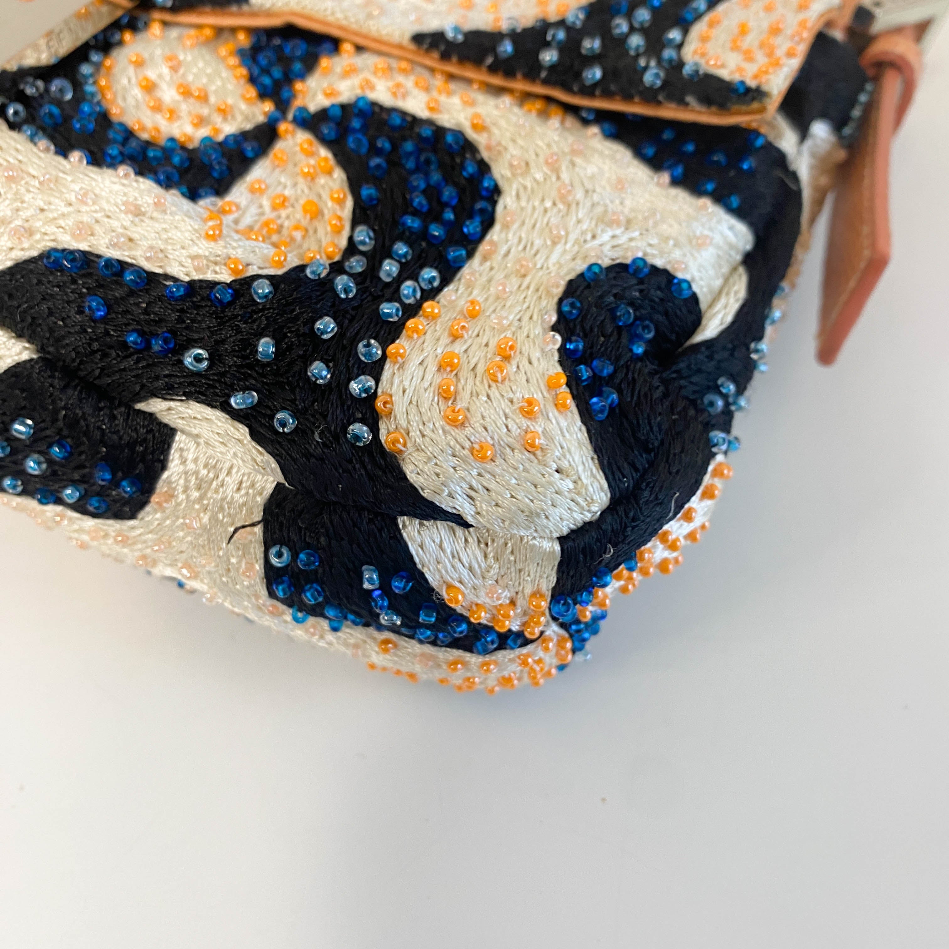 Baguette Beads White Orange Blue Shoulder Bag