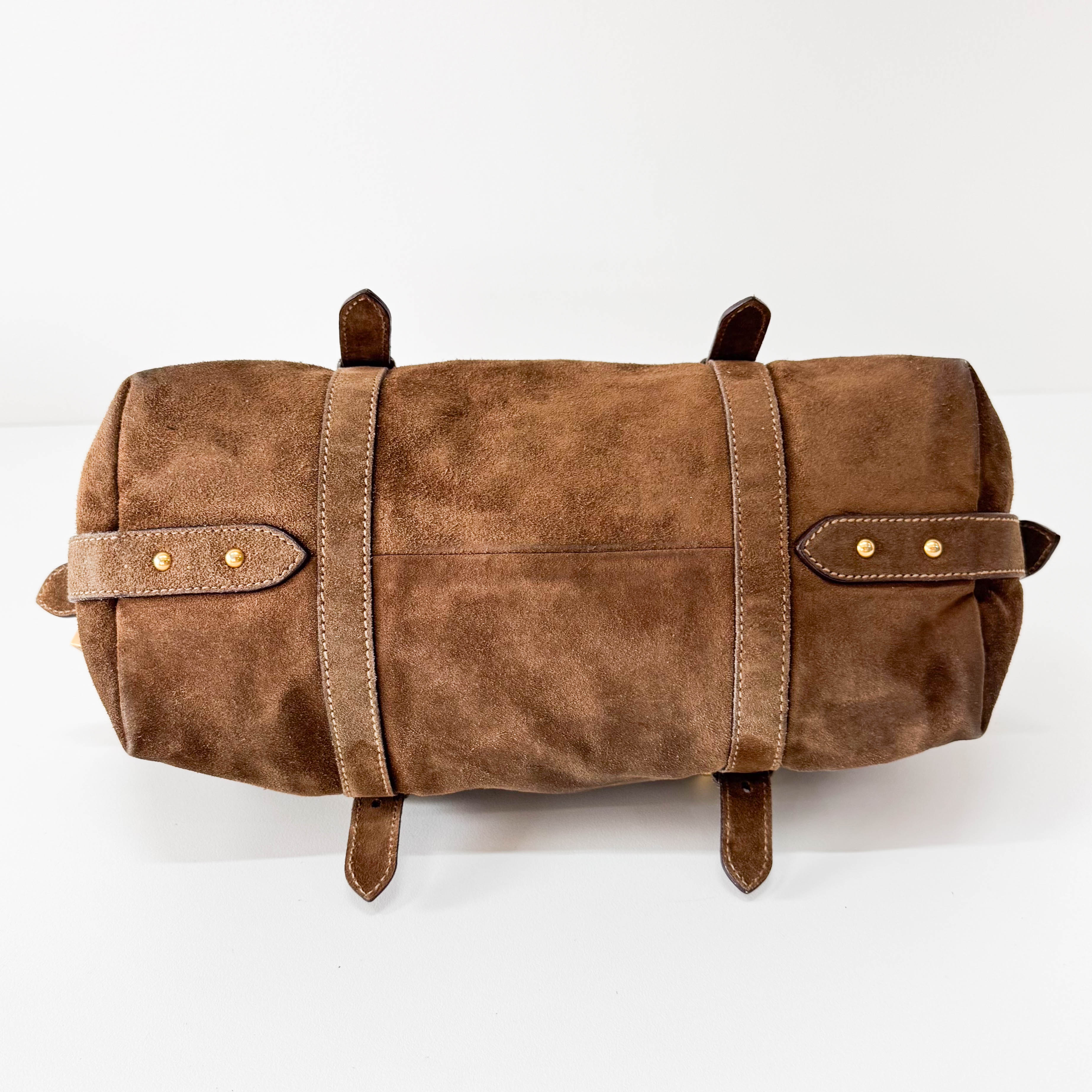 Brown Suede Gold Chain Shoulder Bag