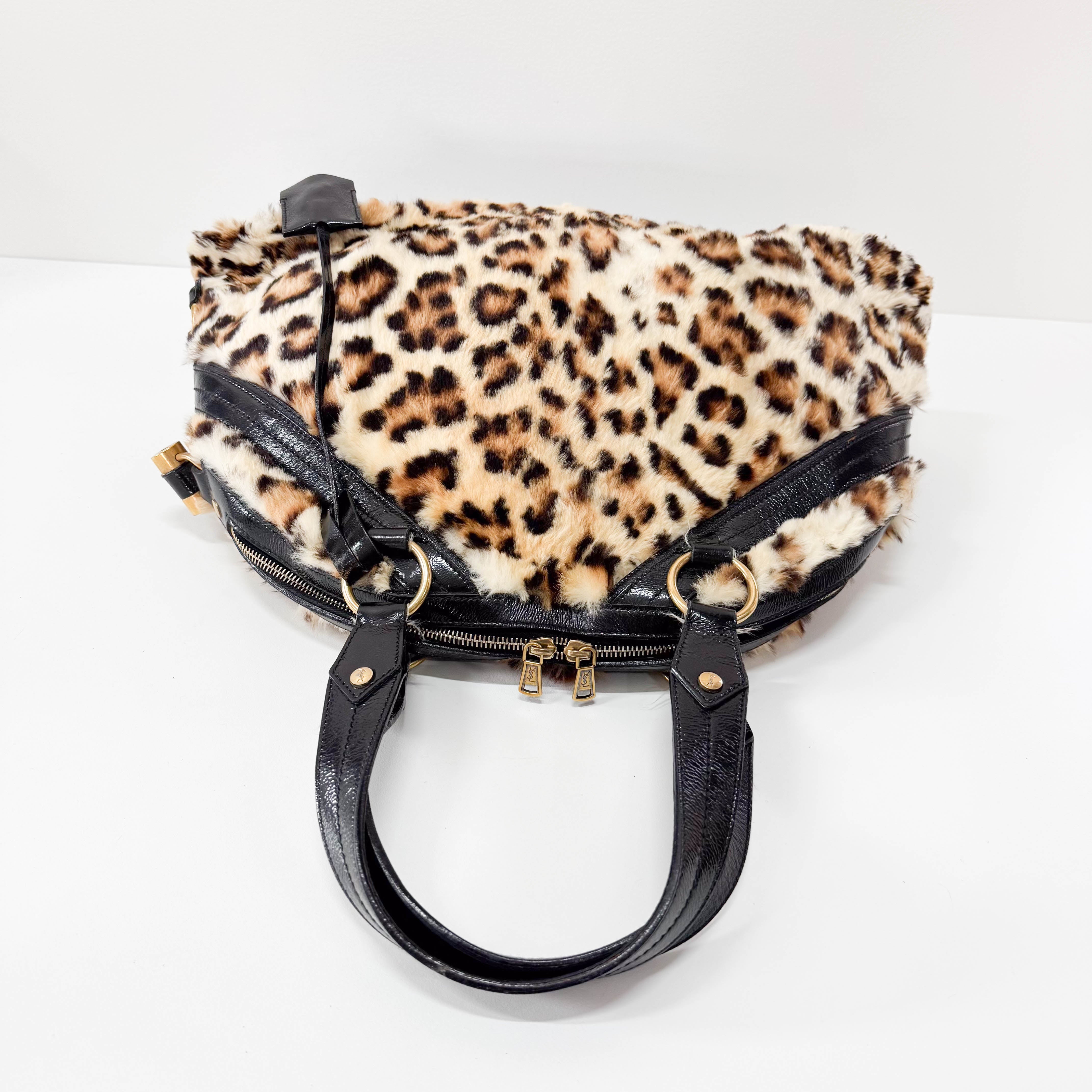 Muse Leopard Print Fur Handbag