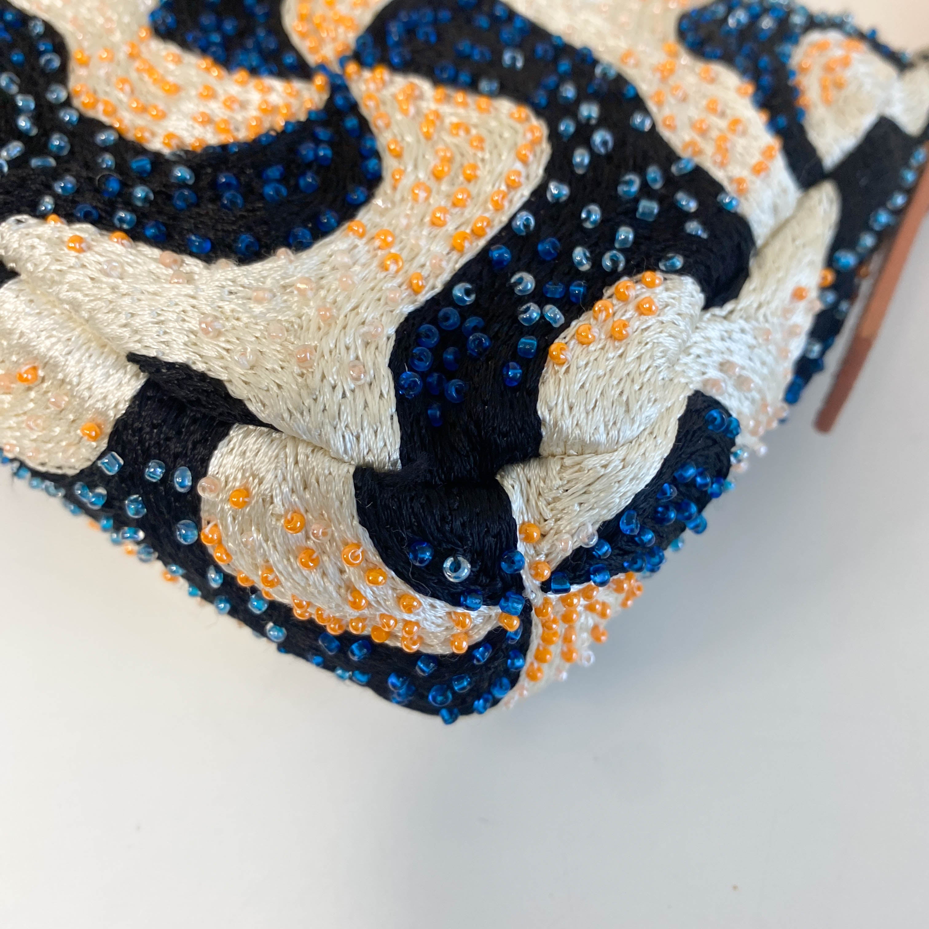 Baguette Beads White Orange Blue Shoulder Bag