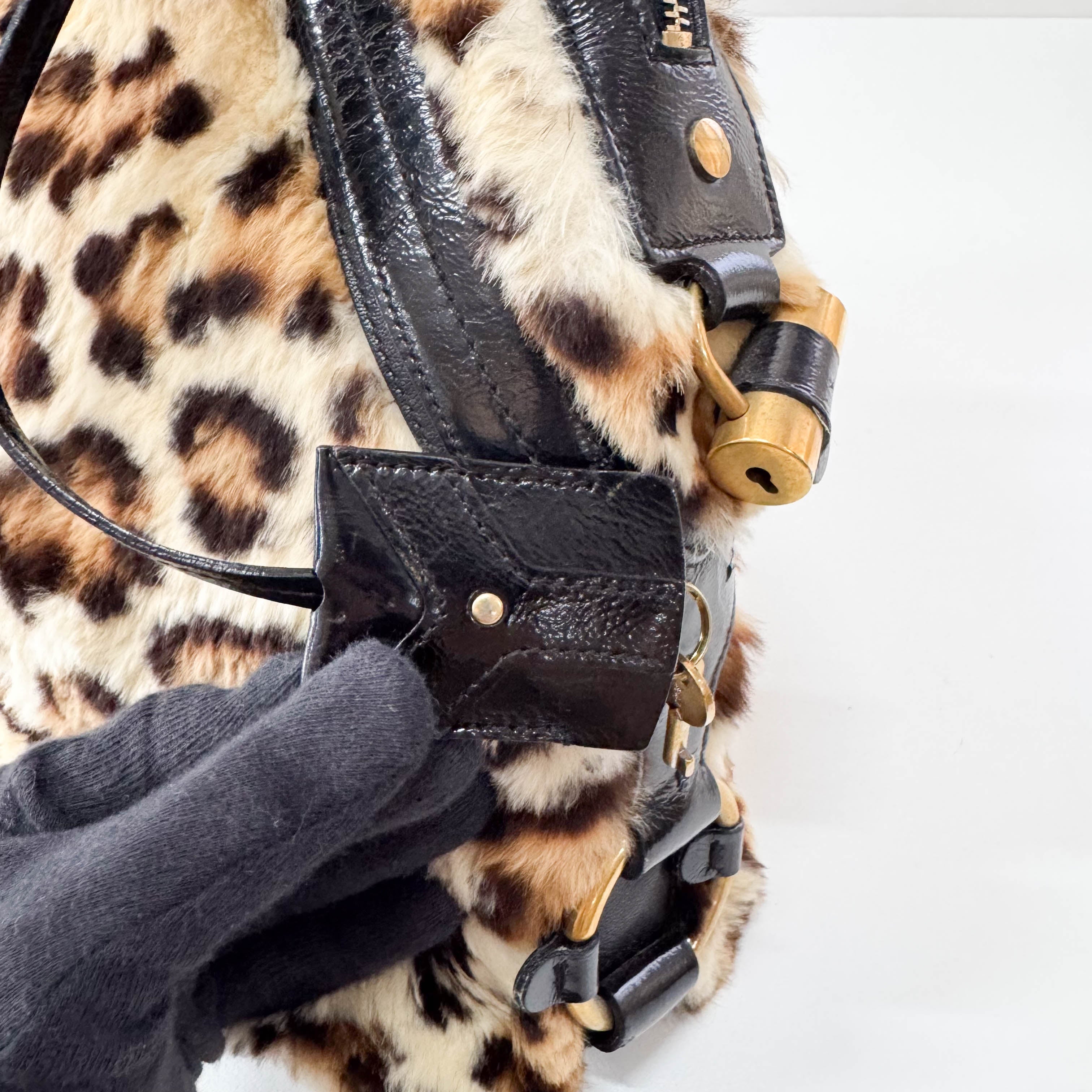 Muse Leopard Print Fur Handbag