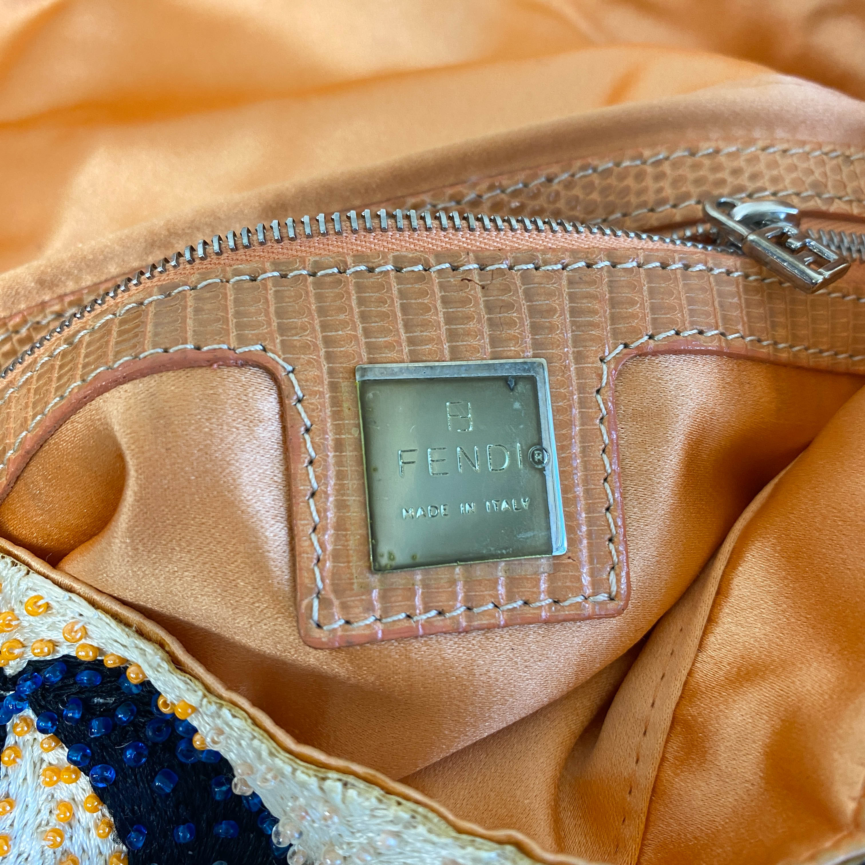 Baguette Beads White Orange Blue Shoulder Bag