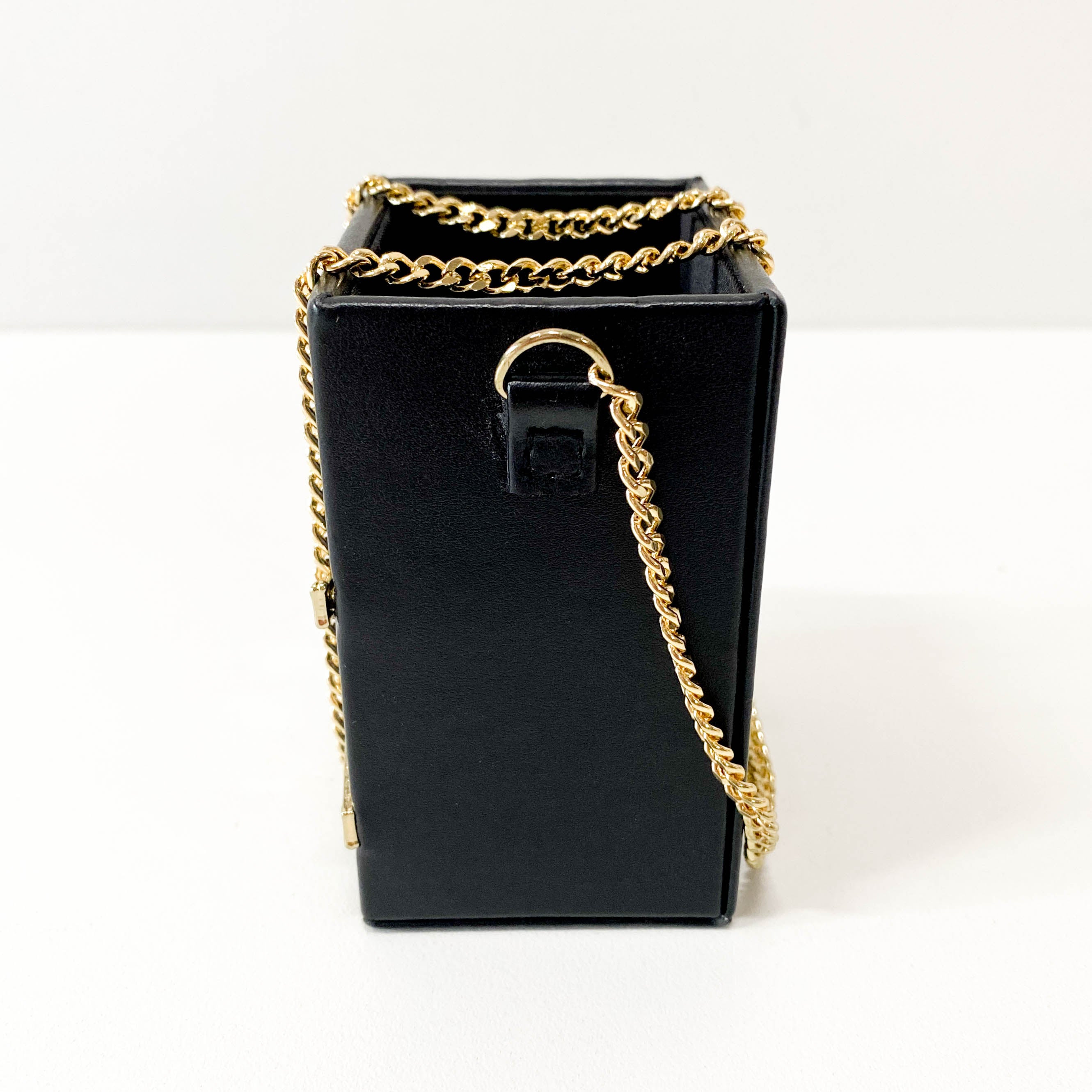 Beauté Mini Black Leather Vanity Case with Chain