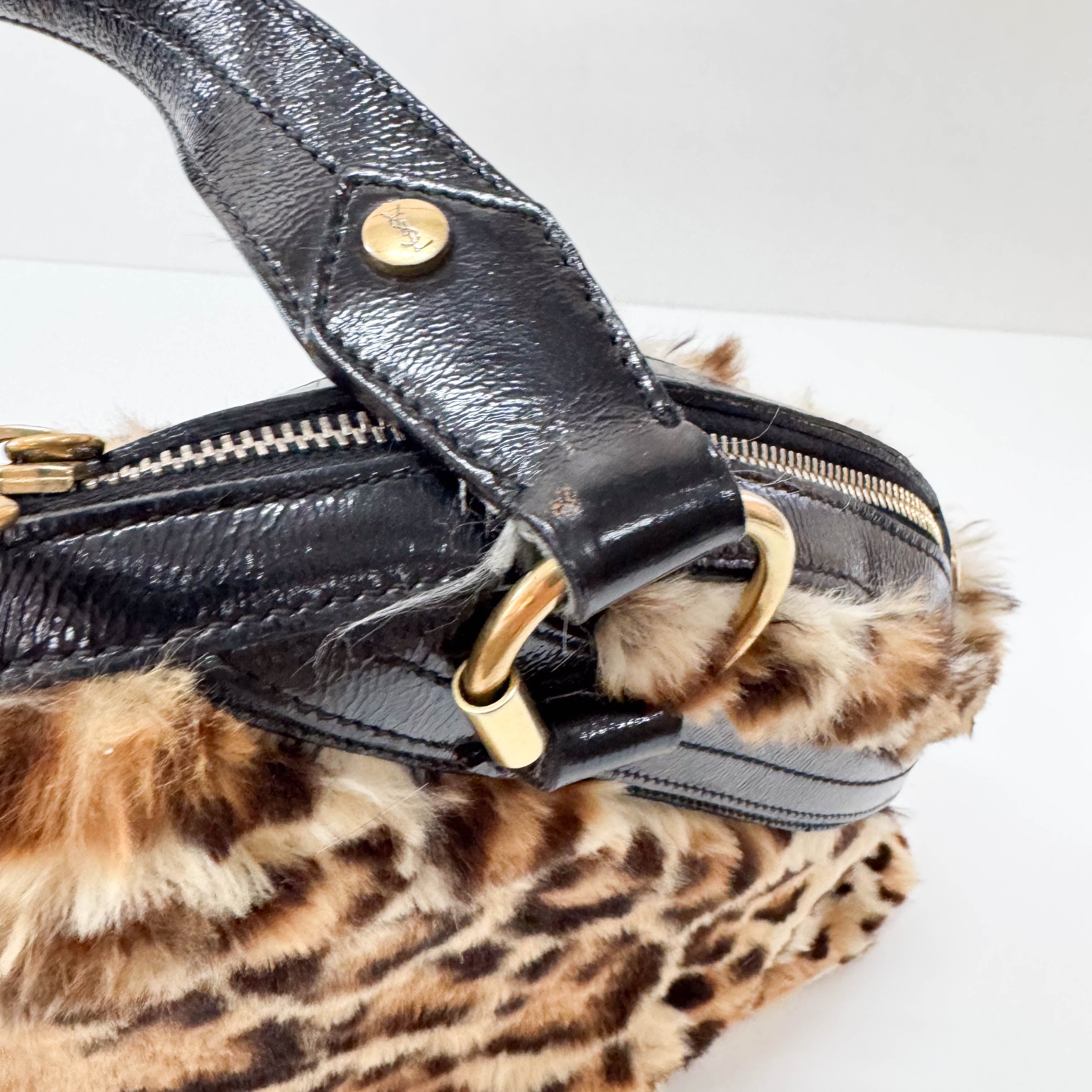 Muse Leopard Print Fur Handbag