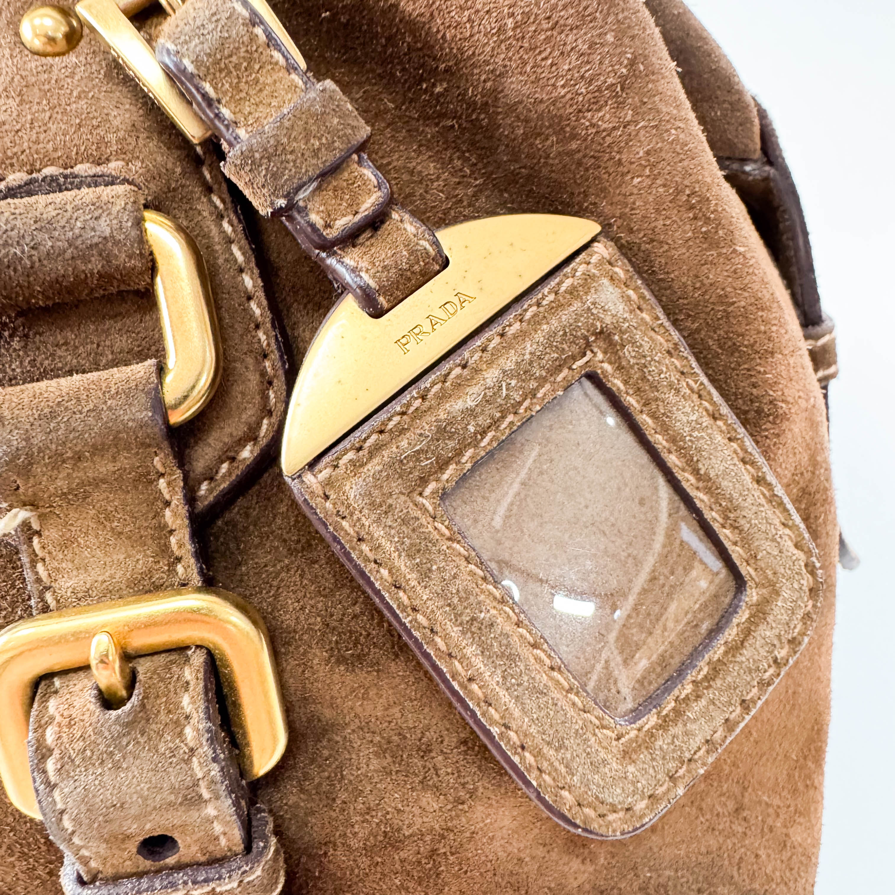 Brown Suede Gold Chain Shoulder Bag