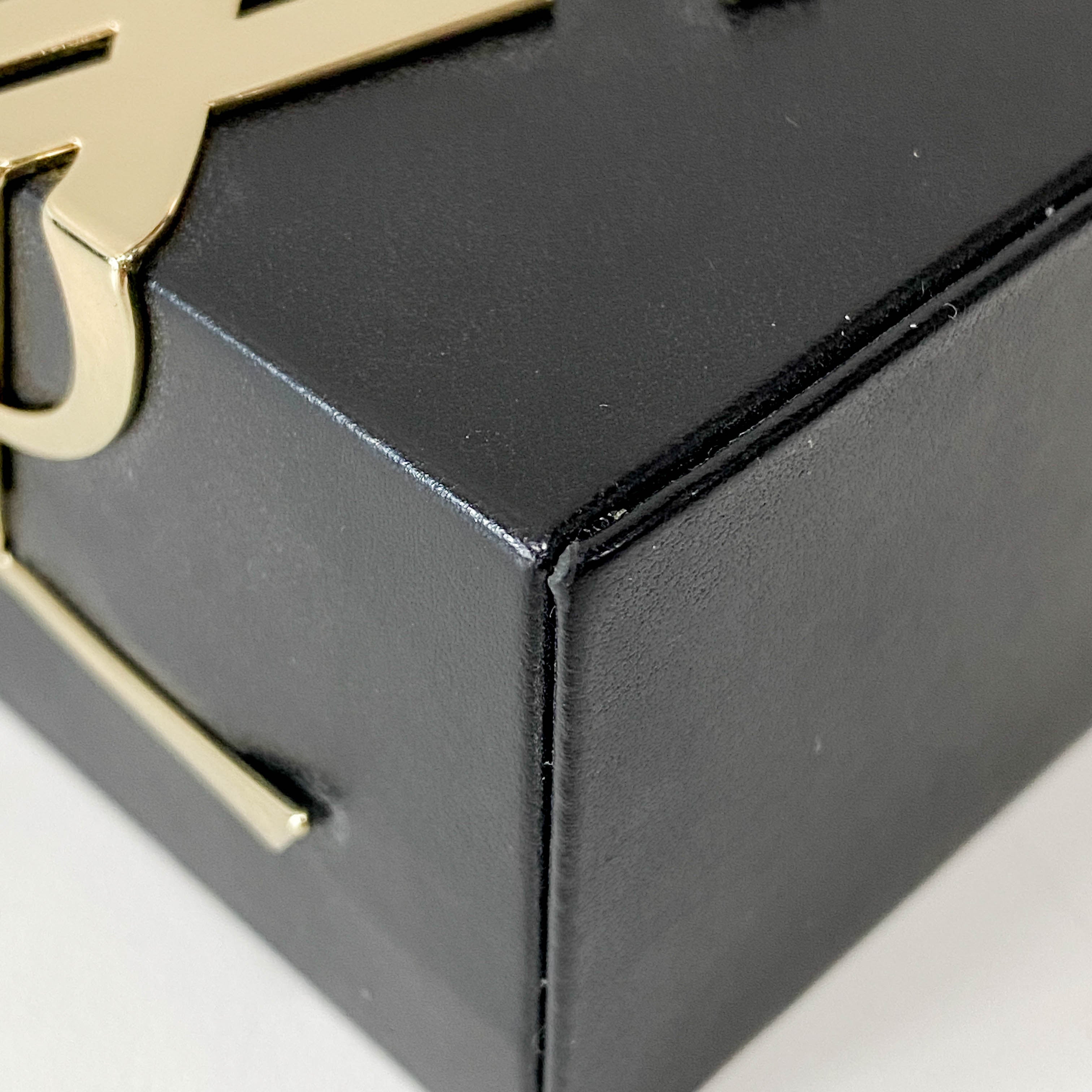 Beauté Mini Black Leather Vanity Case with Chain