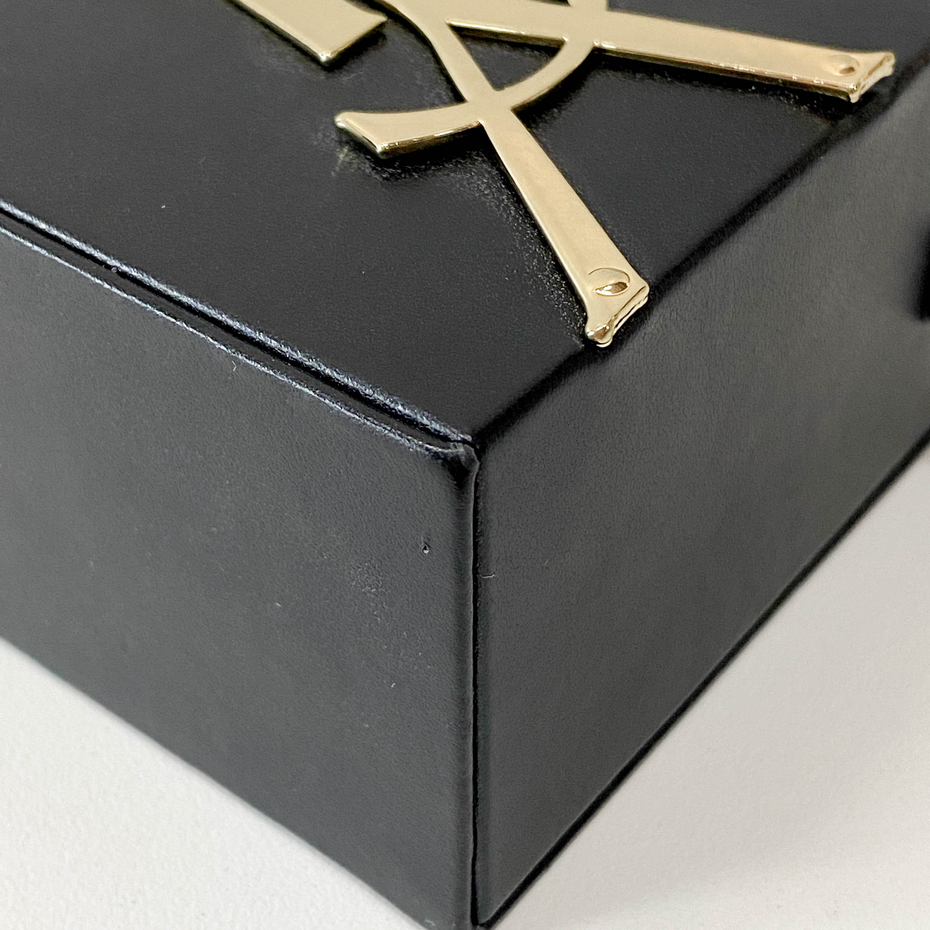 Beauté Mini Black Leather Vanity Case with Chain