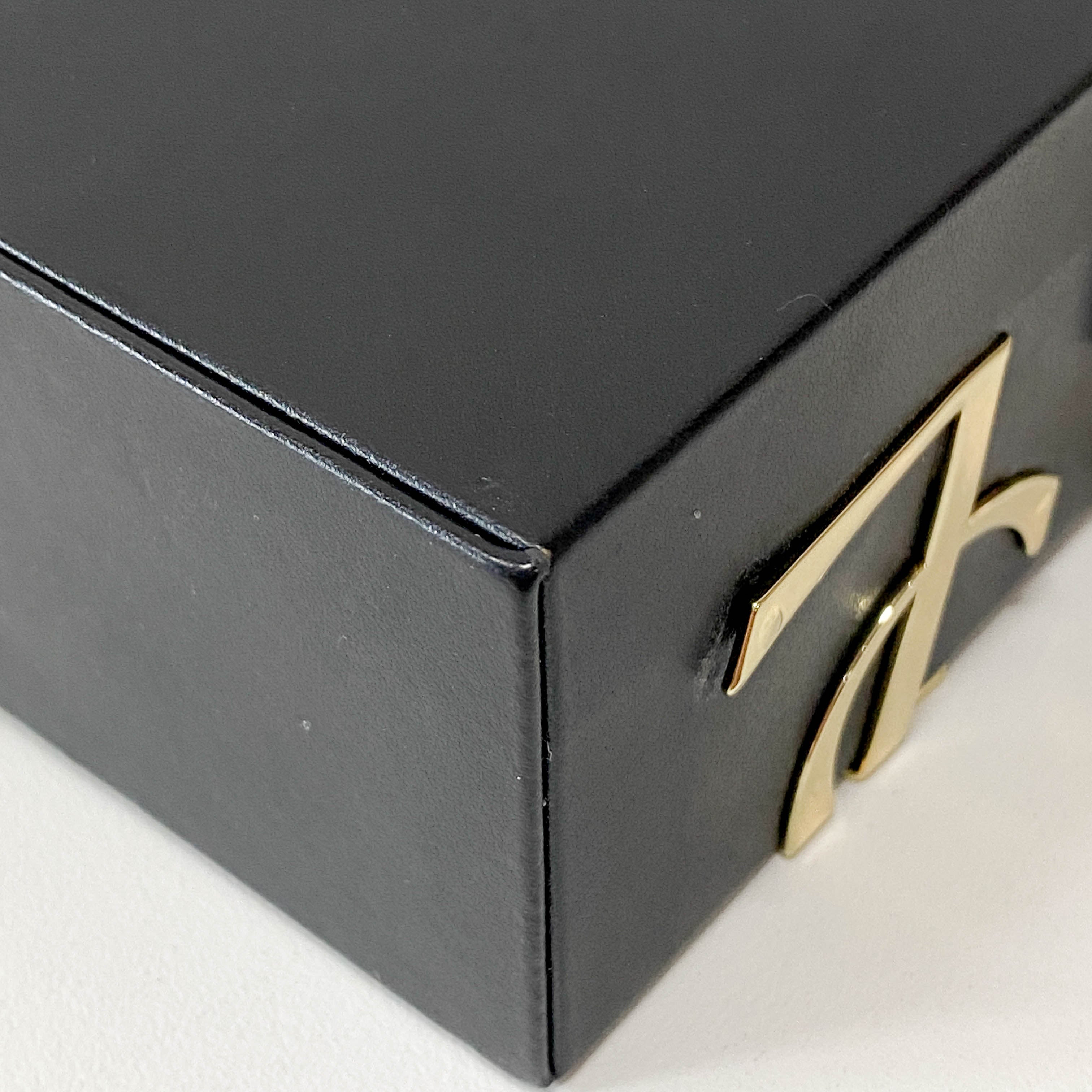 Beauté Mini Black Leather Vanity Case with Chain