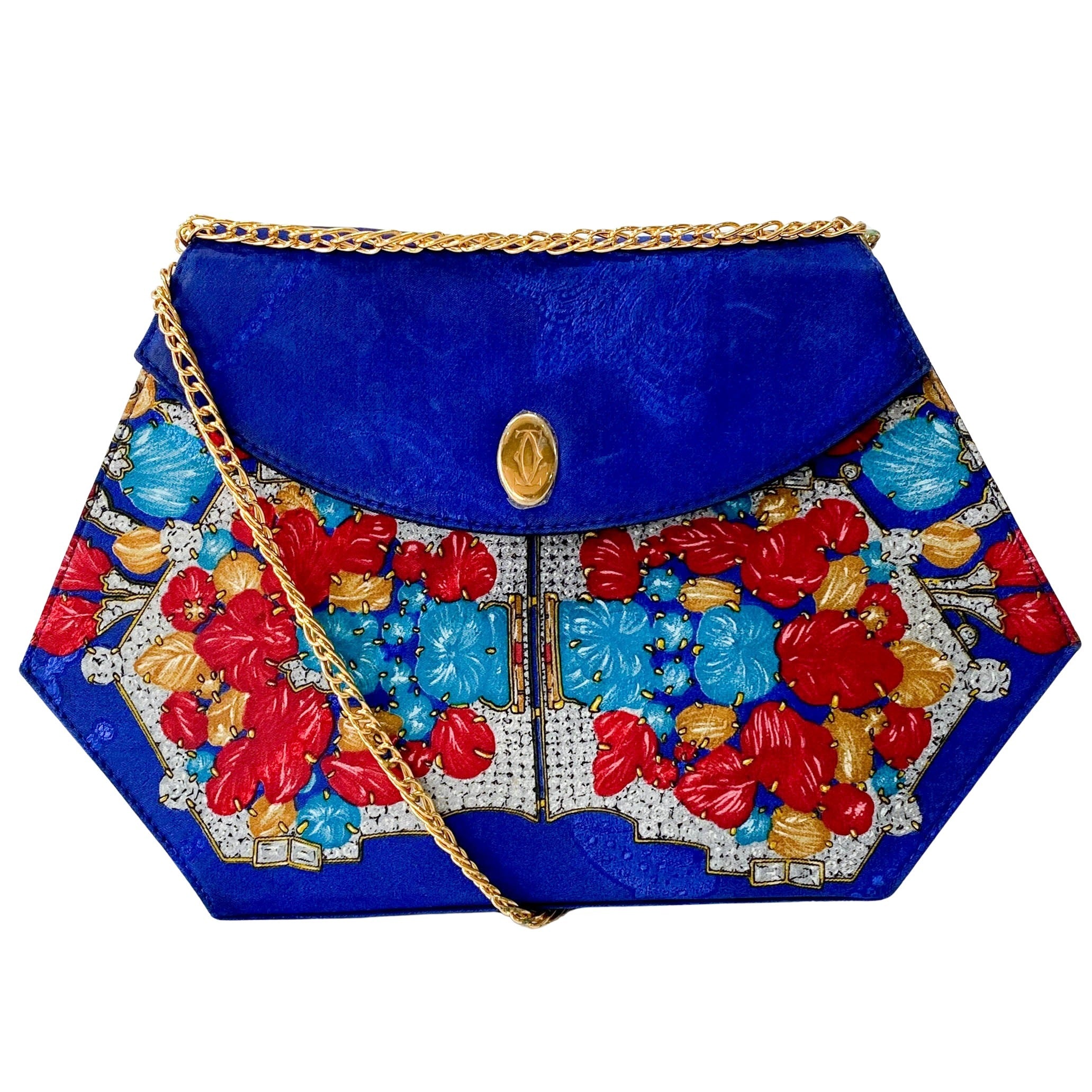 Mini Blue Floral Silk Shoulder Bag