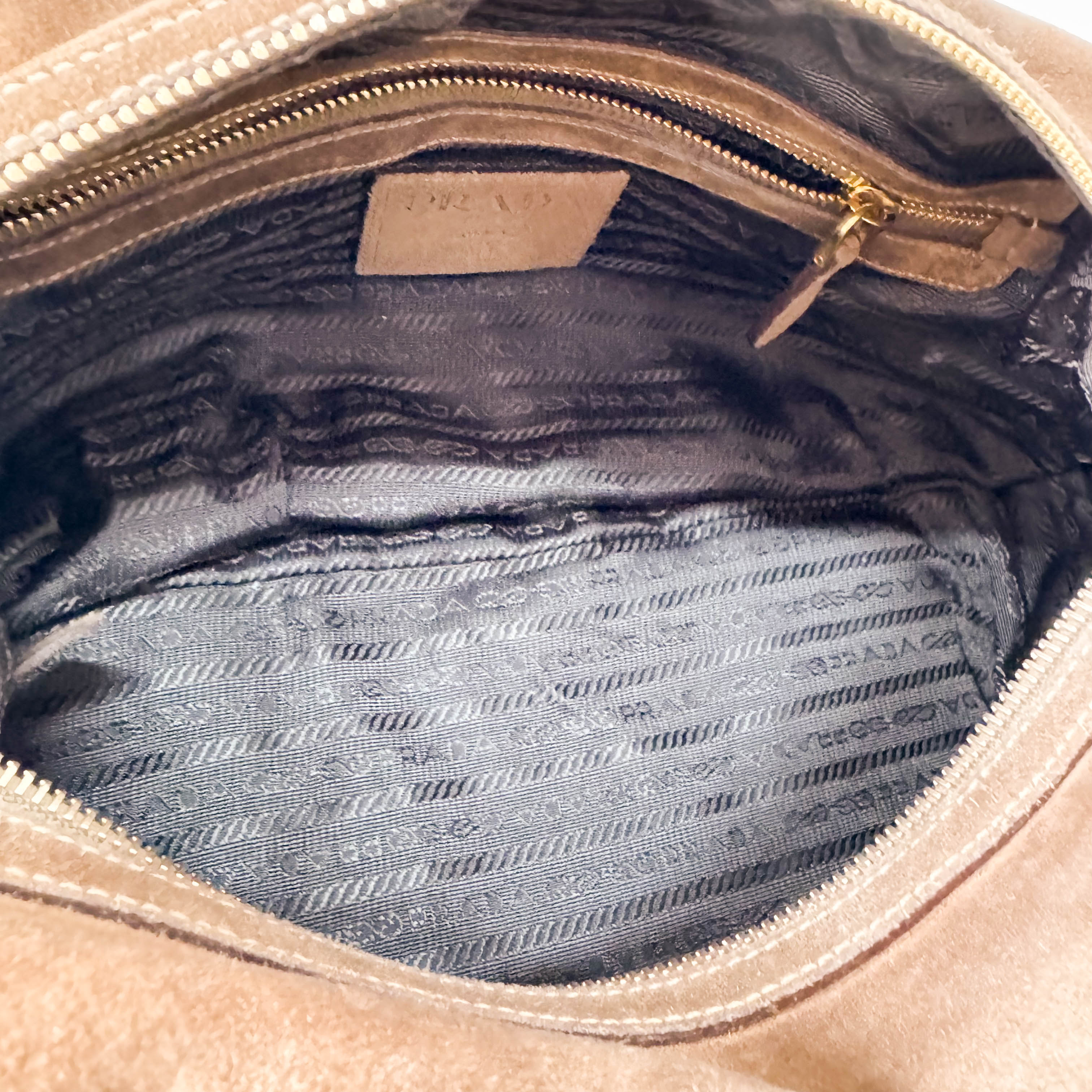 Brown Suede Gold Chain Shoulder Bag