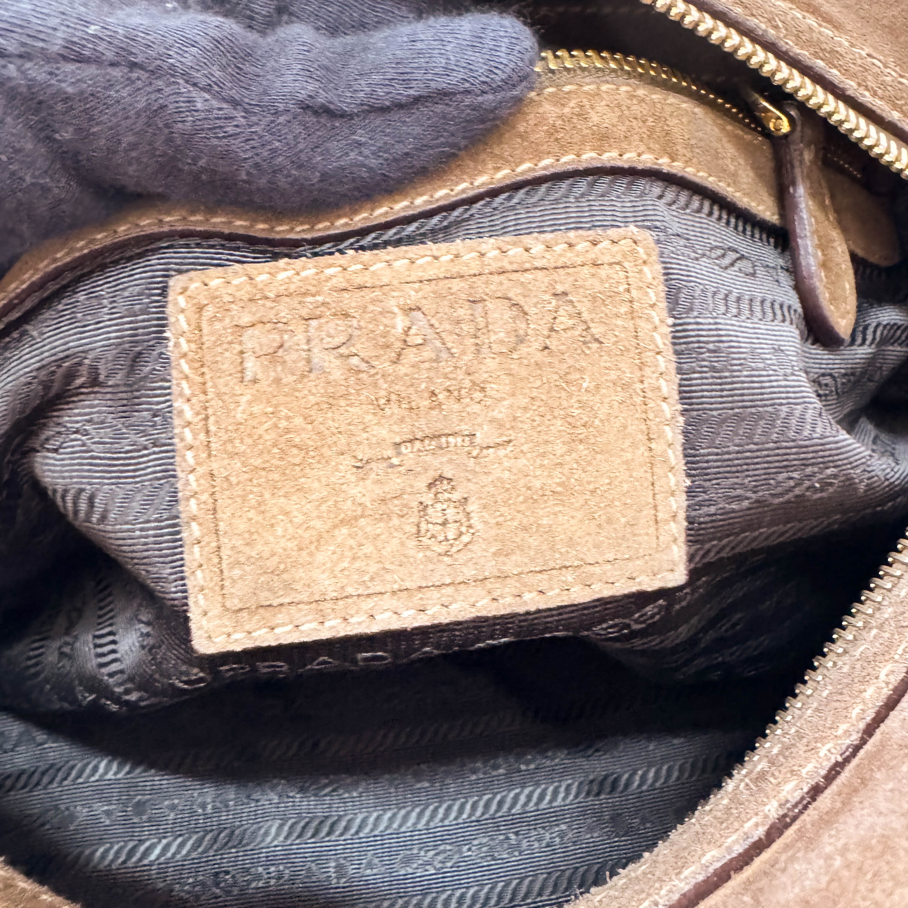 Brown Suede Gold Chain Shoulder Bag