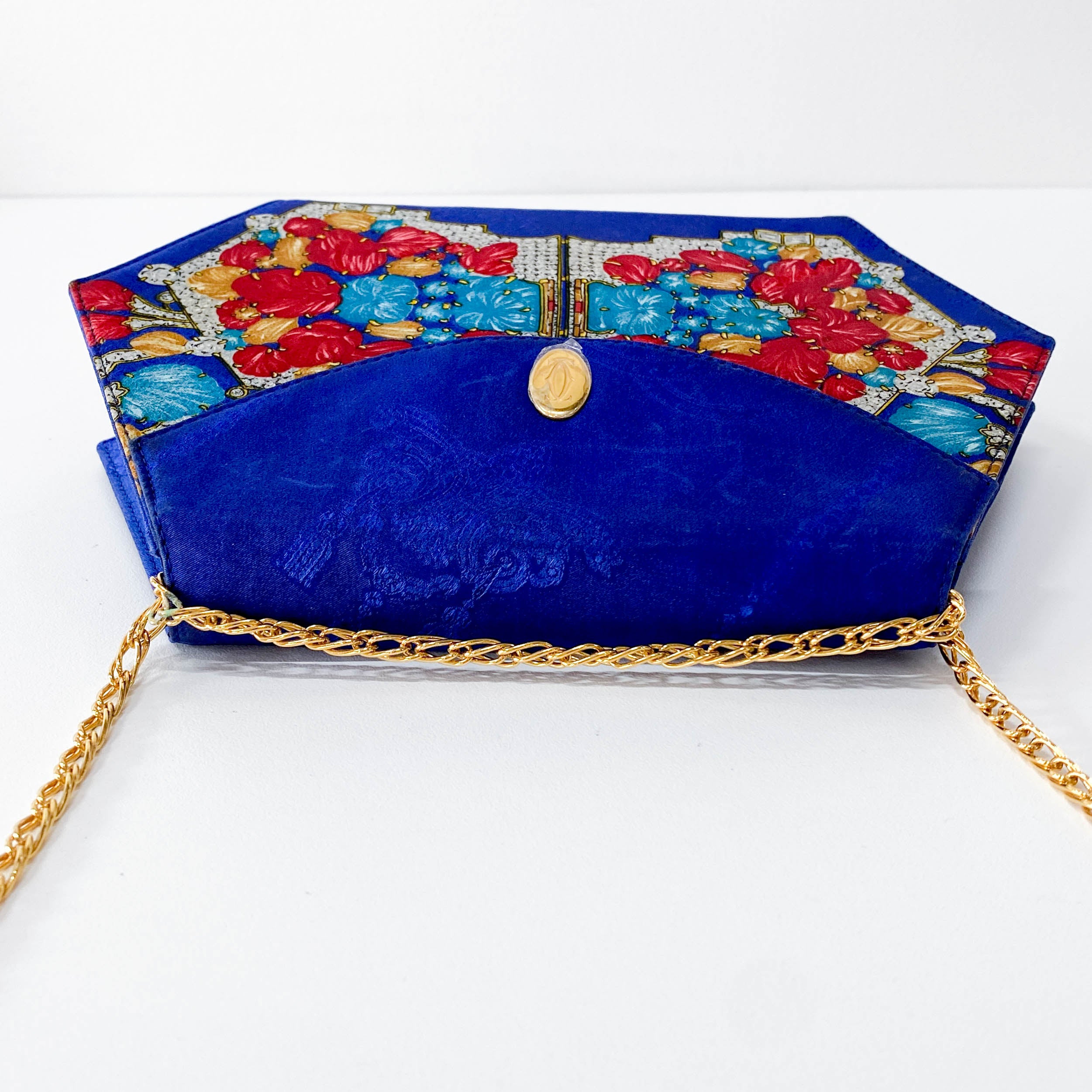 Mini Blue Floral Silk Shoulder Bag
