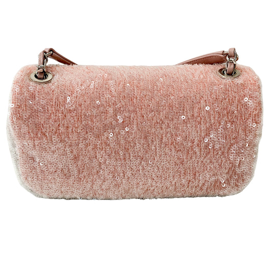 Waterfall Small Single Flap Double Chain Strap Multi-colour Sequin Bag