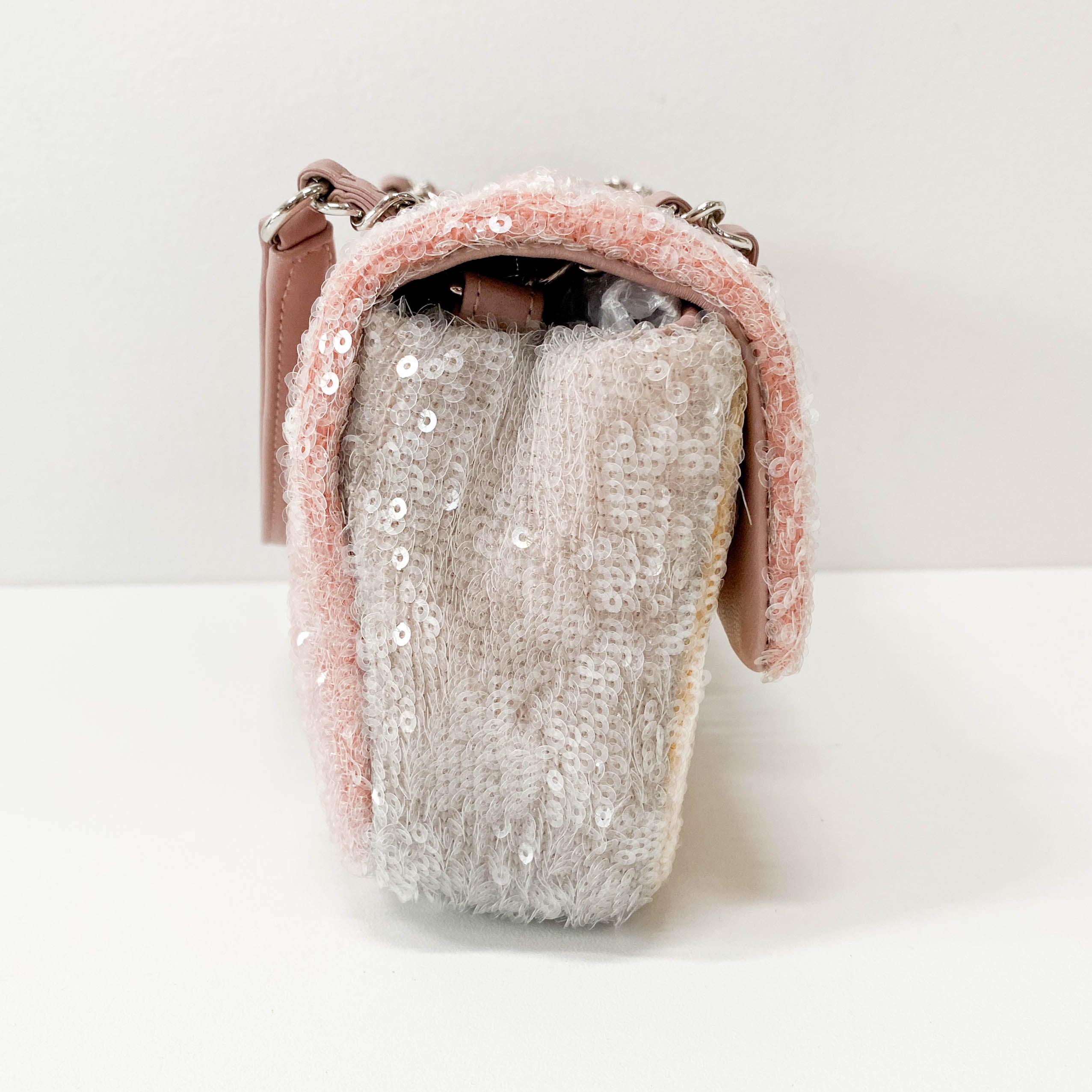 Waterfall Small Single Flap Double Chain Strap Multi-colour Sequin Bag