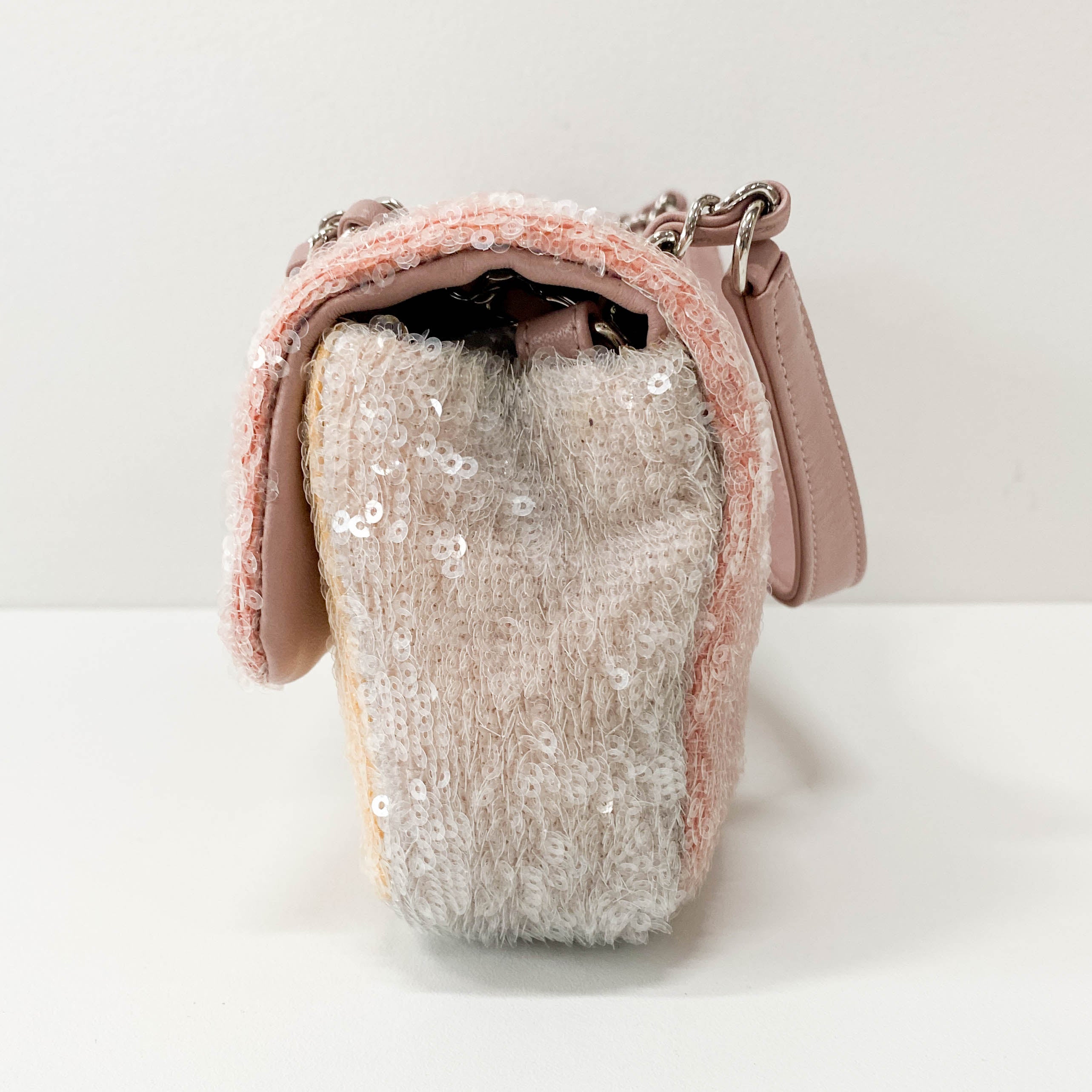 Waterfall Small Single Flap Double Chain Strap Multi-colour Sequin Bag