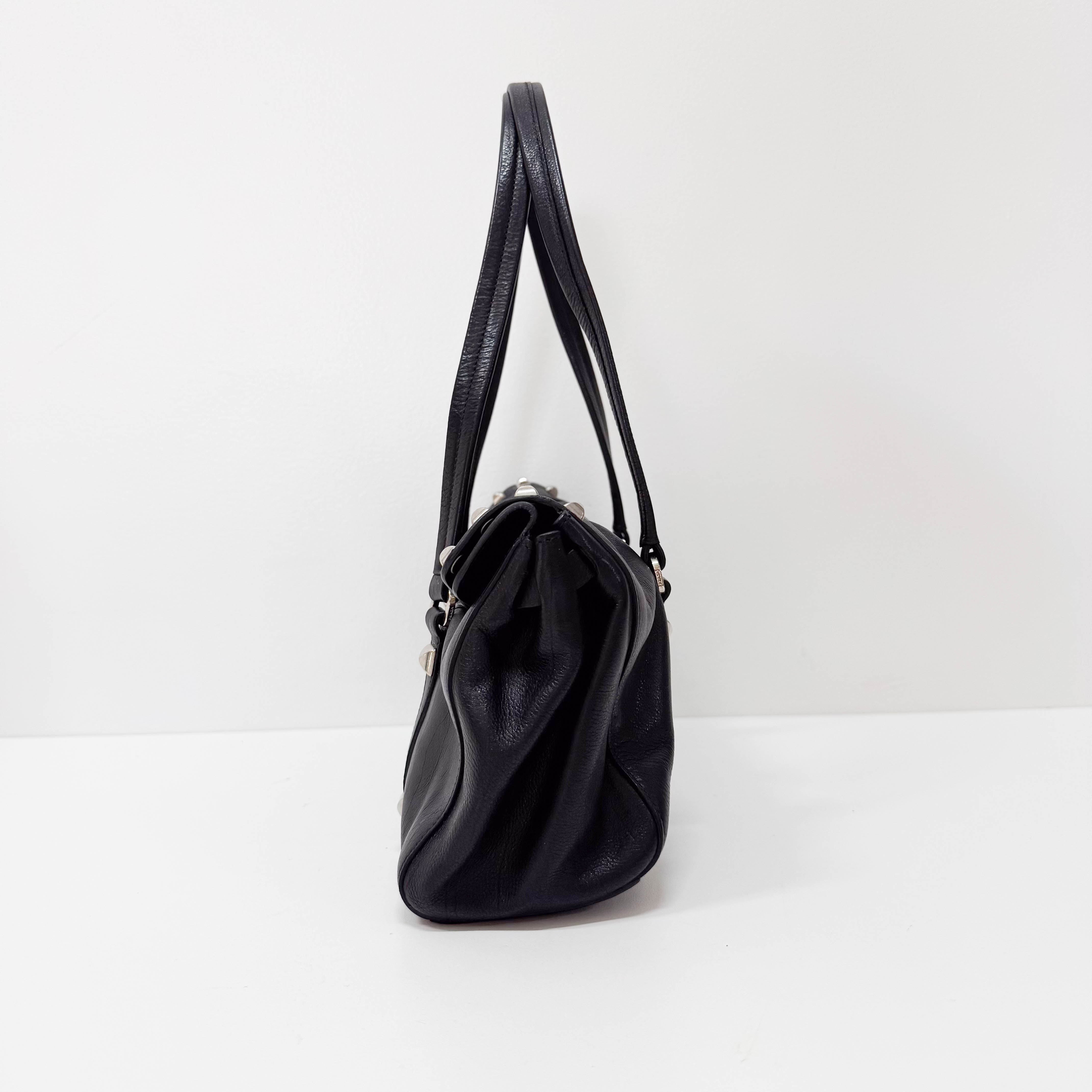Vitello Black Calfskin Leather Shoulder Bag