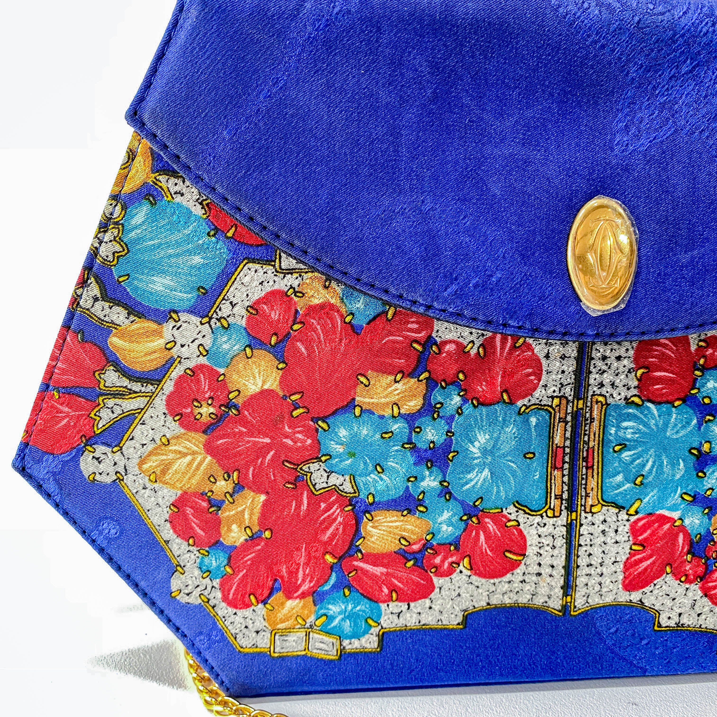 Mini Blue Floral Silk Shoulder Bag