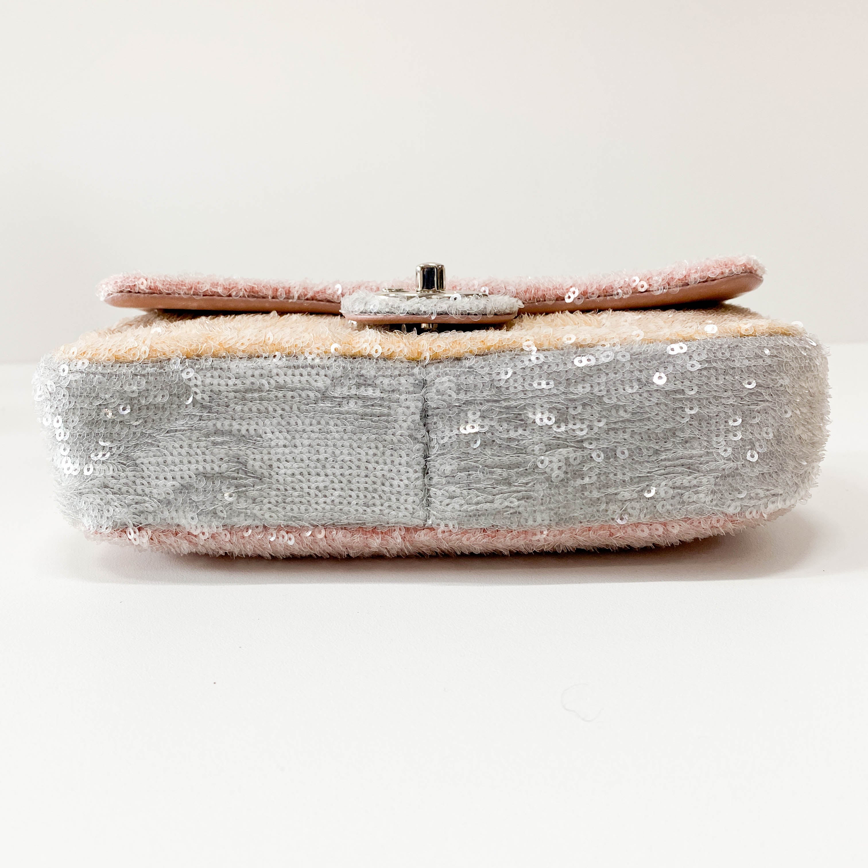 Waterfall Small Single Flap Double Chain Strap Multi-colour Sequin Bag