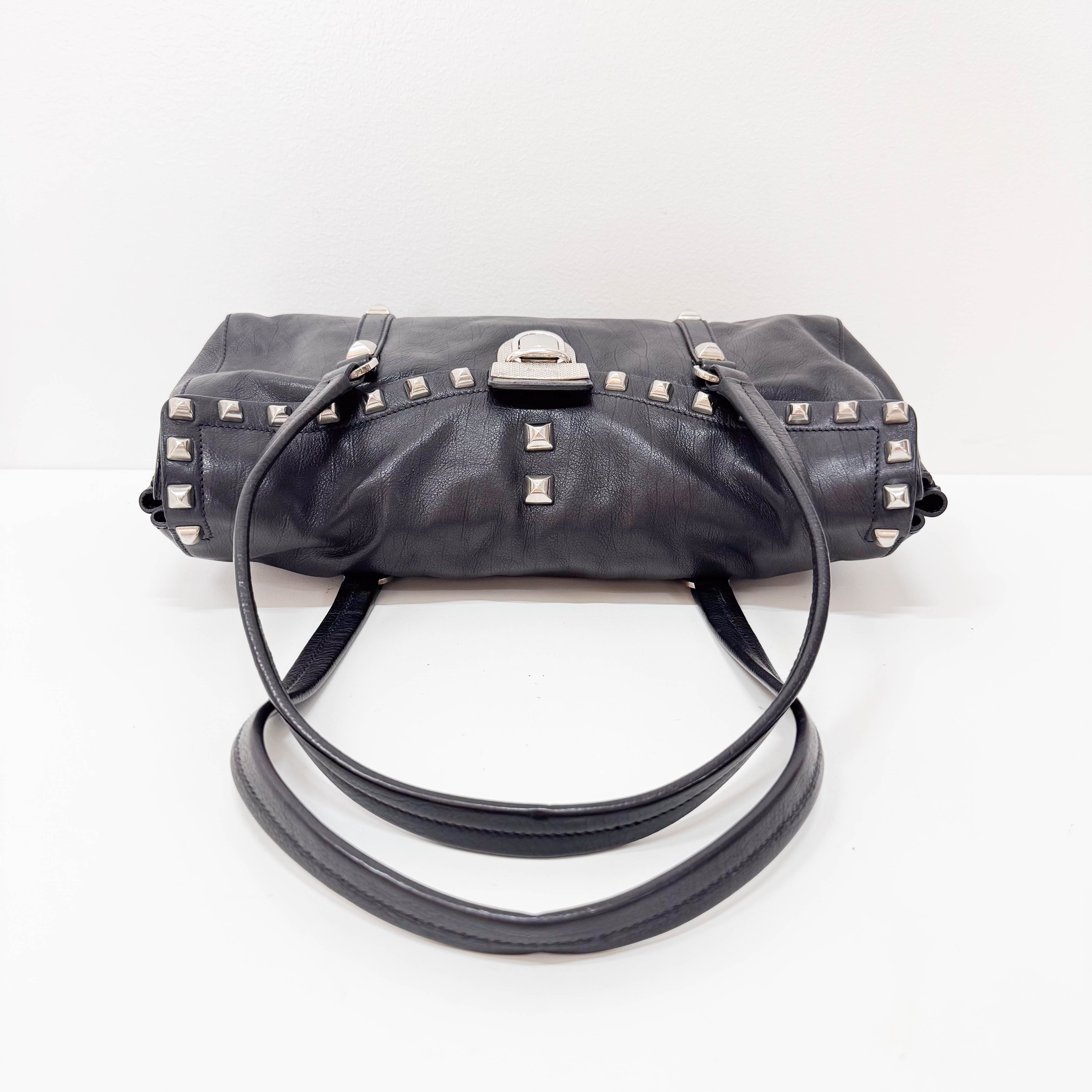 Vitello Black Calfskin Leather Shoulder Bag