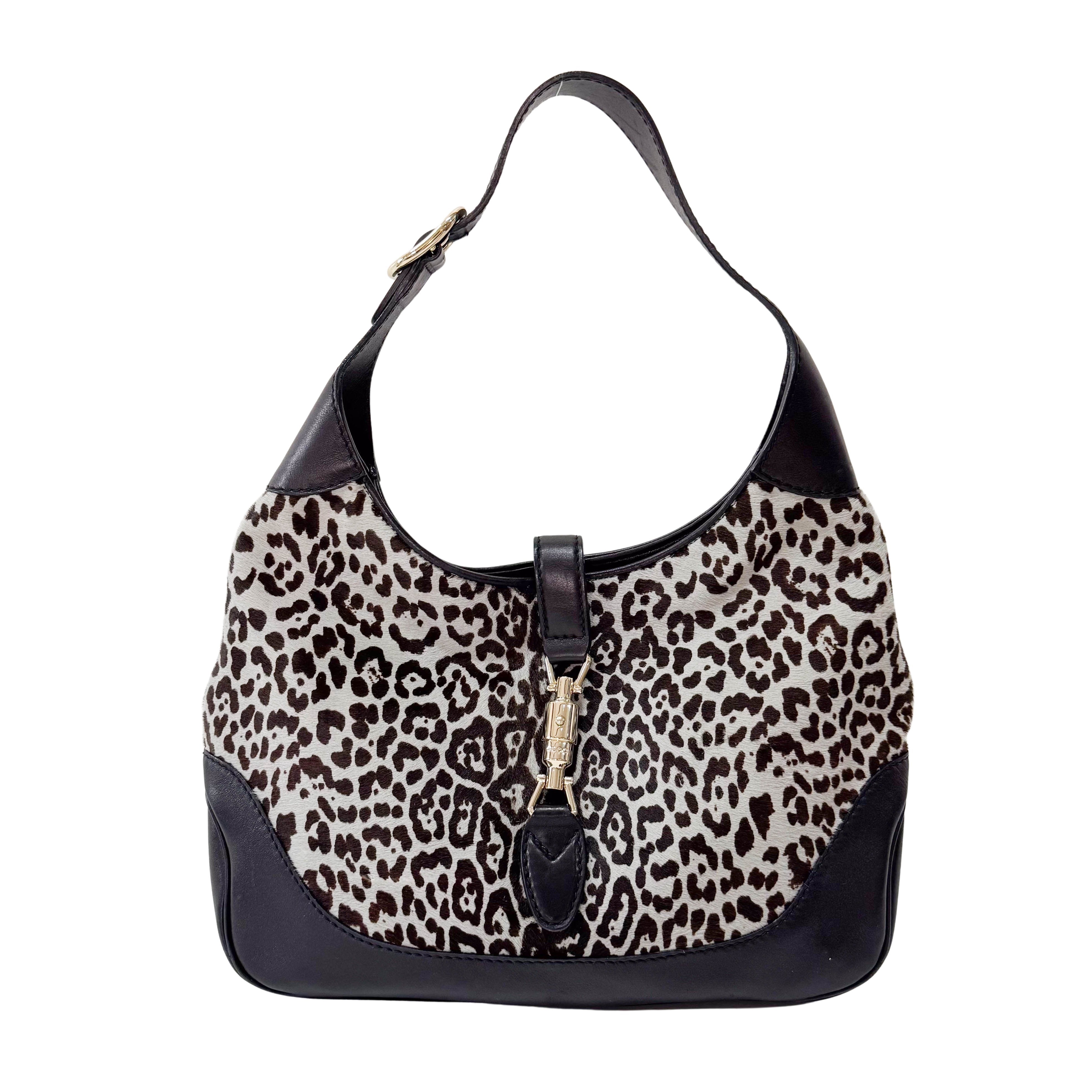 Jackie 1961 Blue Leopard Bony Hair Shoulder Bag