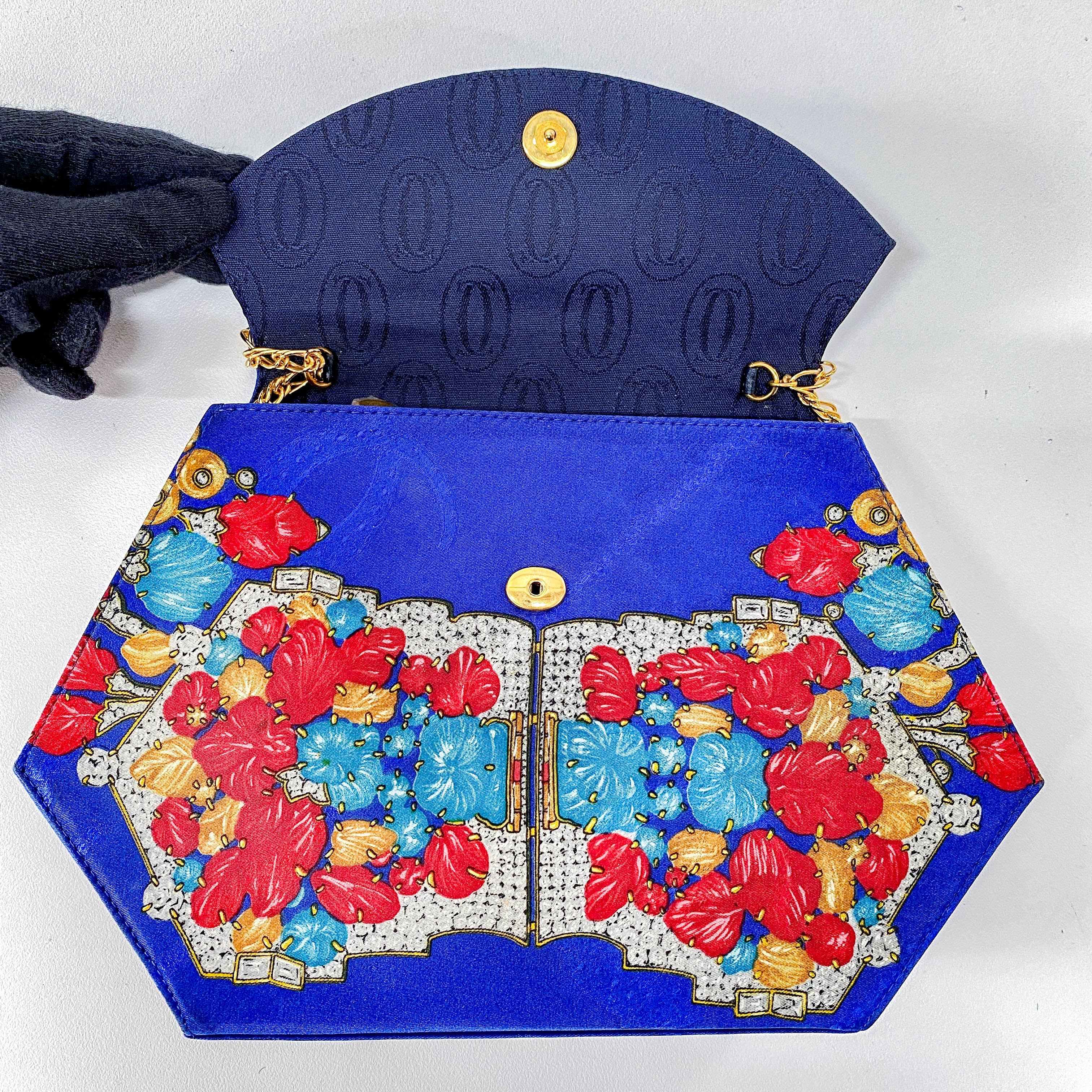 Mini Blue Floral Silk Shoulder Bag