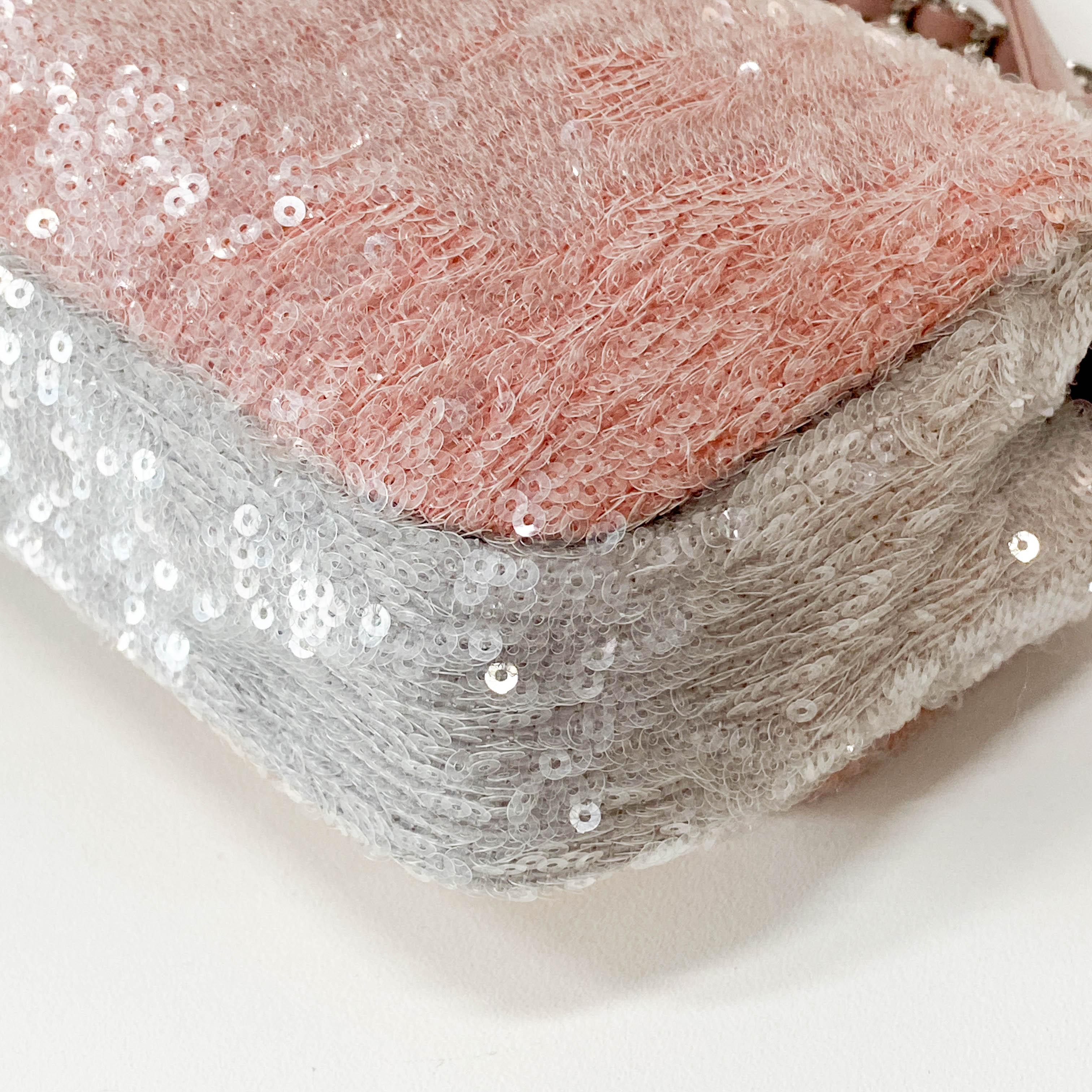 Waterfall Small Single Flap Double Chain Strap Multi-colour Sequin Bag