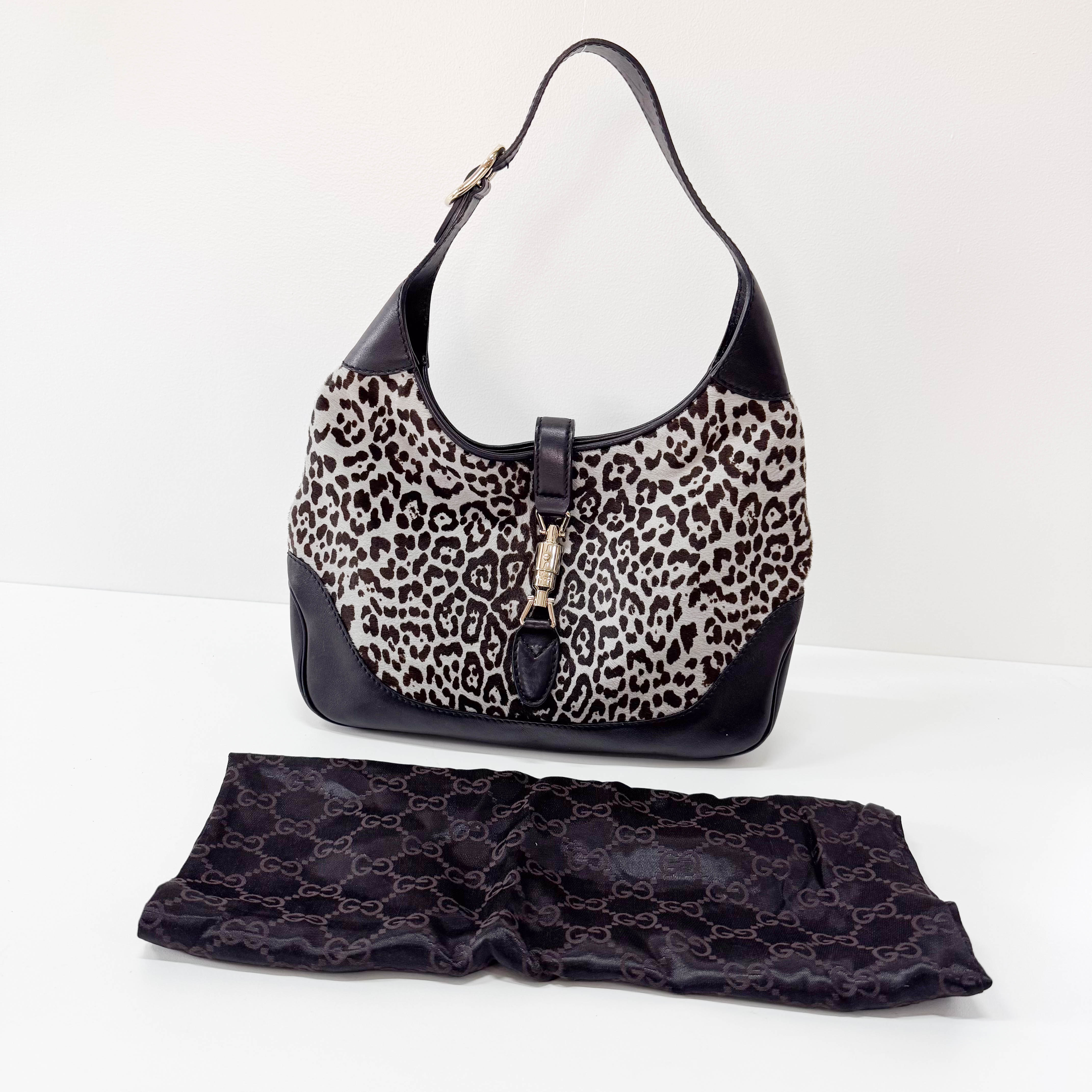 Jackie 1961 Blue Leopard Bony Hair Shoulder Bag