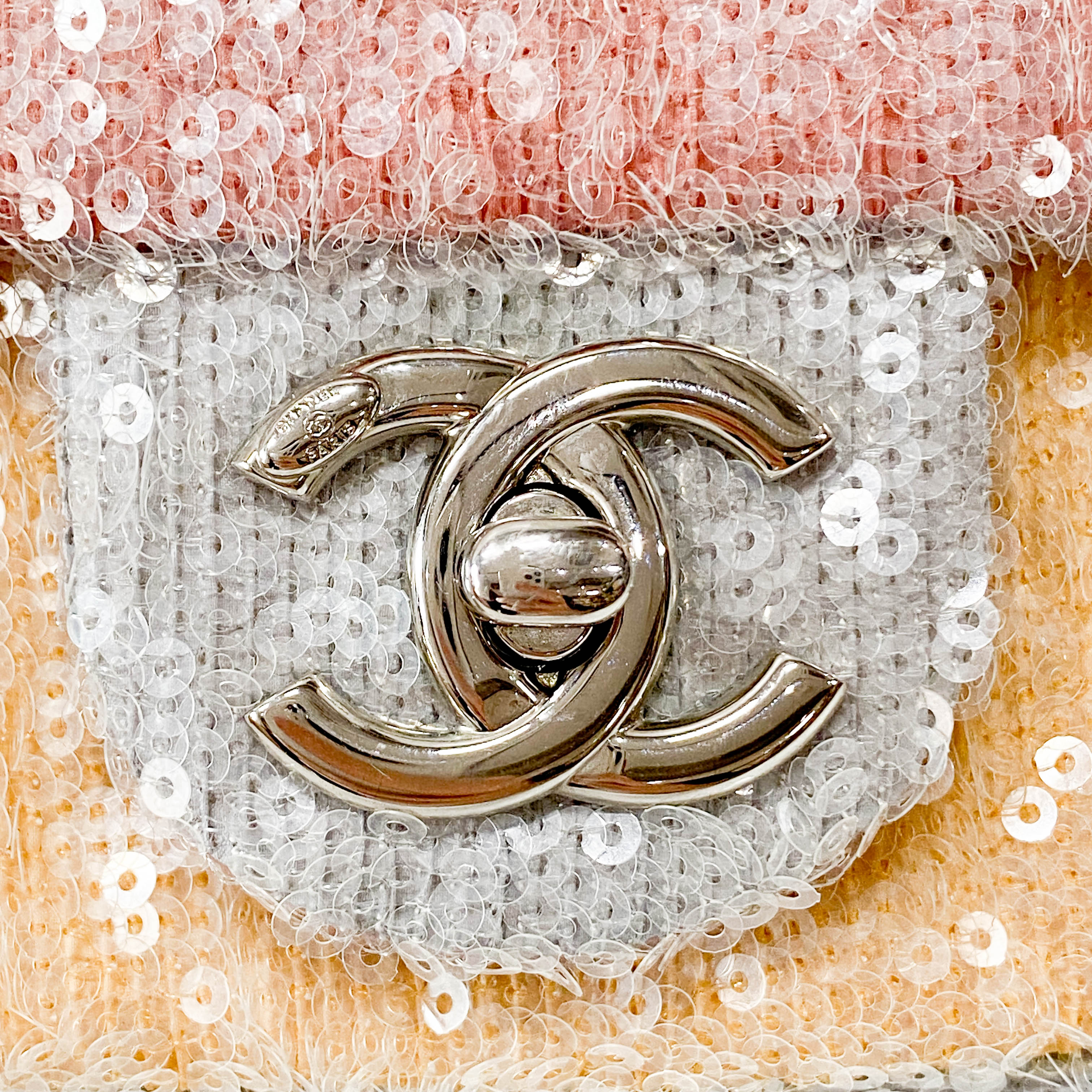 Waterfall Small Single Flap Double Chain Strap Multi-colour Sequin Bag