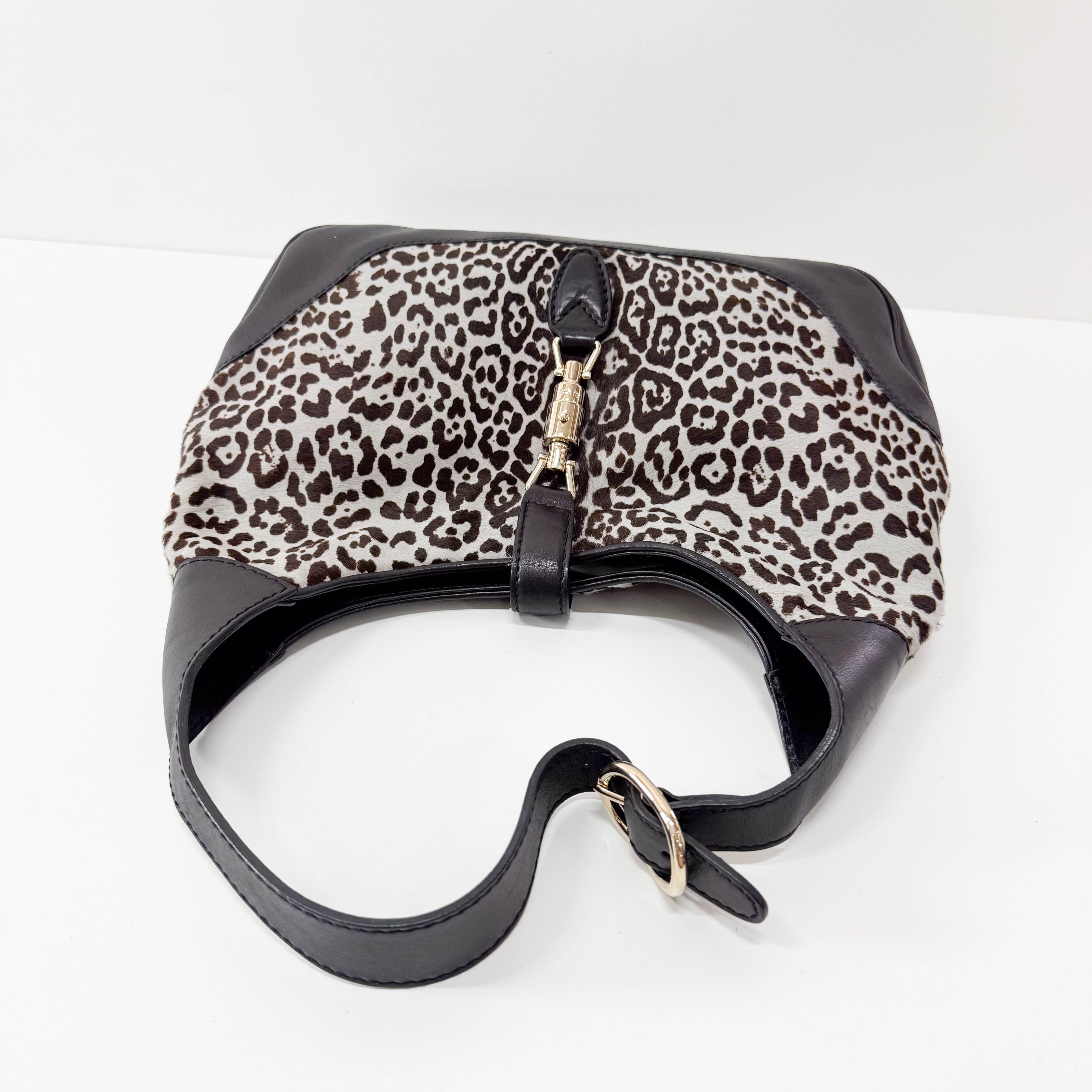 Jackie 1961 Blue Leopard Bony Hair Shoulder Bag
