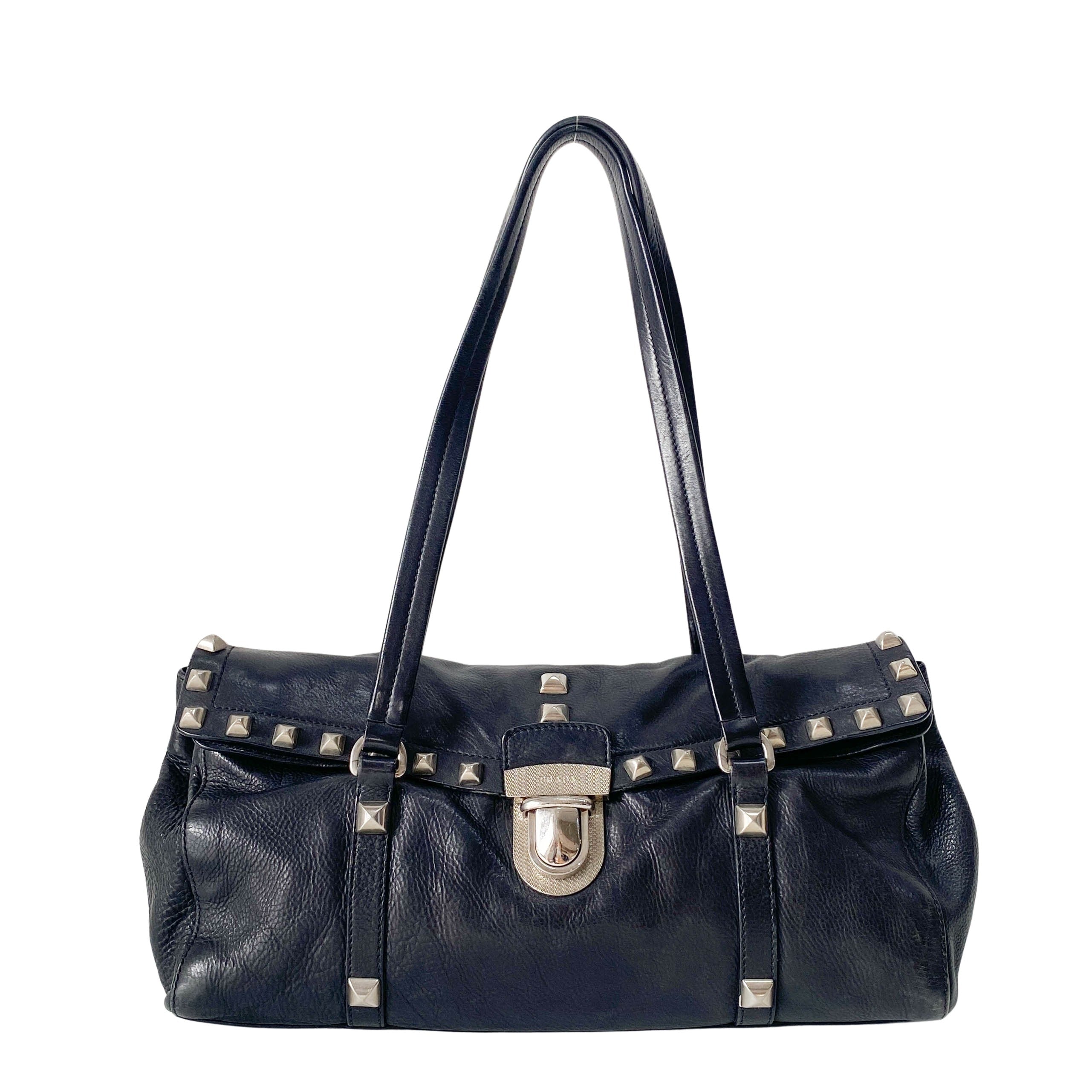 Black Leather with Silver Studs Bag