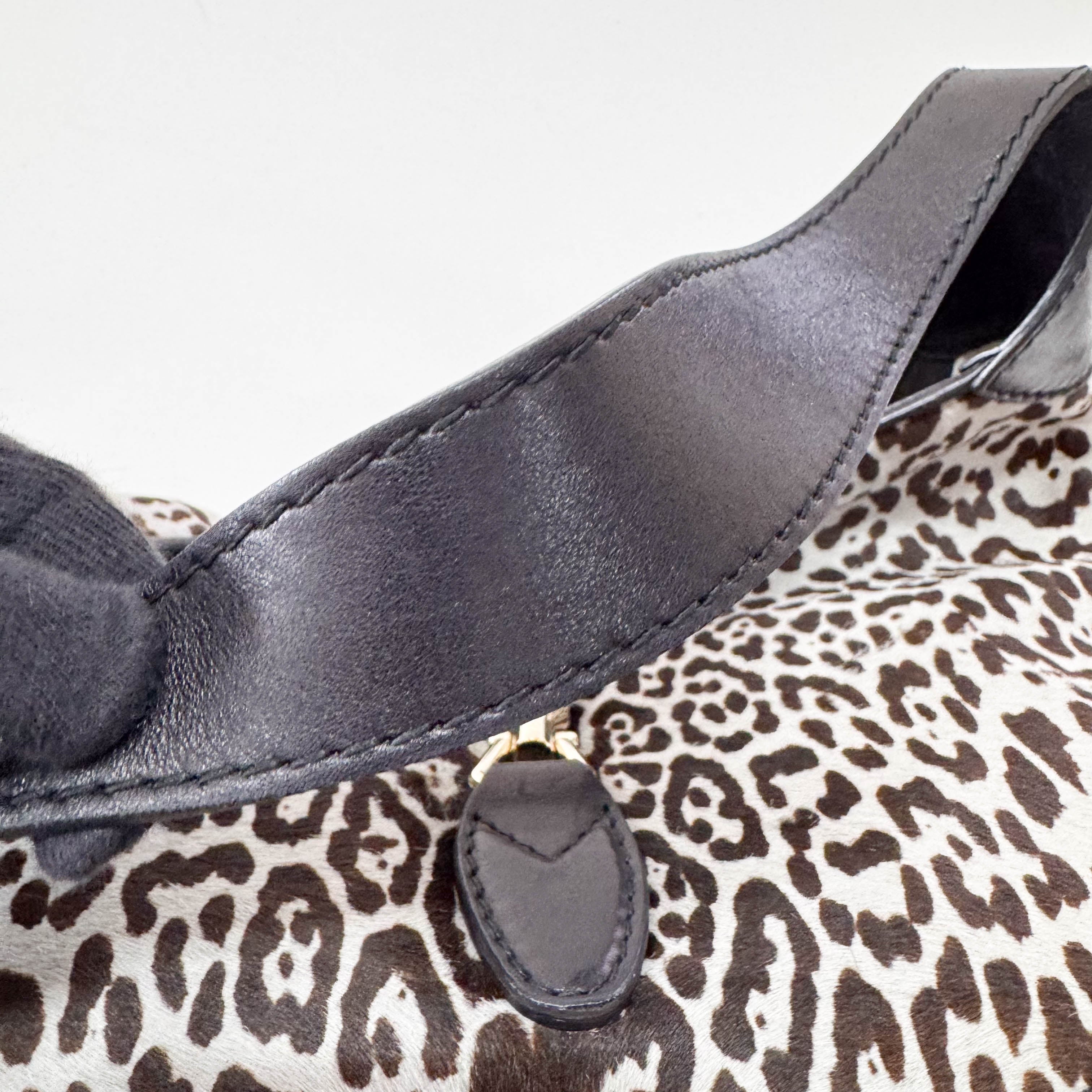 Jackie 1961 Blue Leopard Bony Hair Shoulder Bag