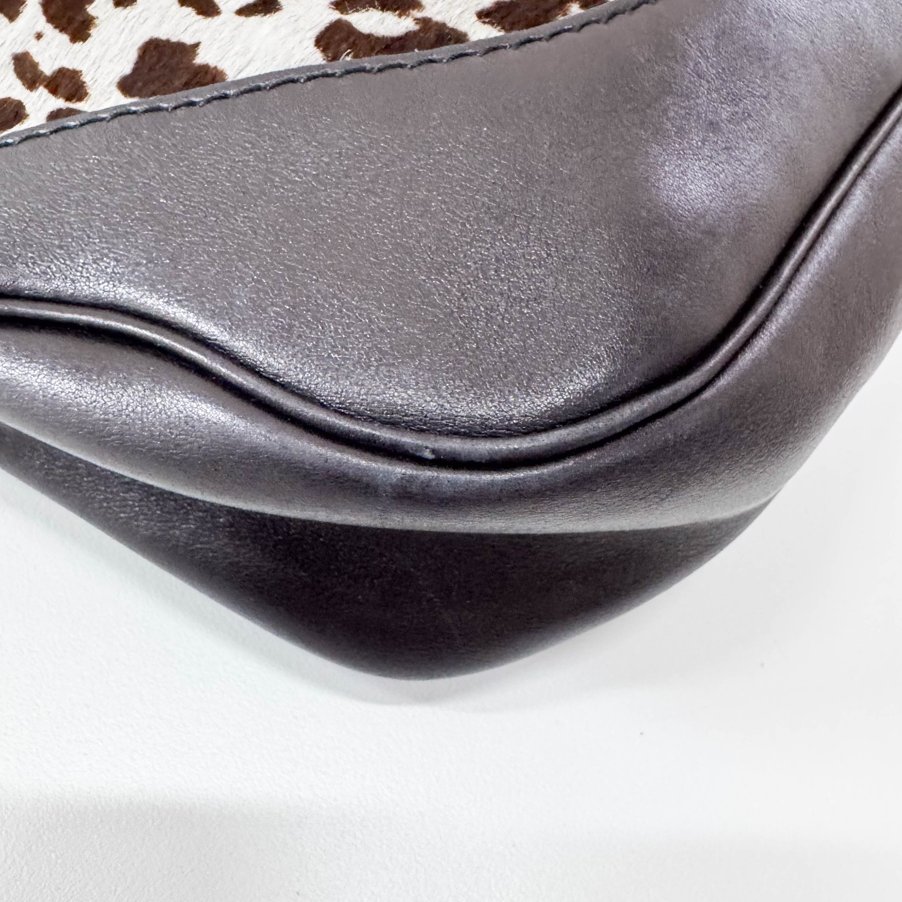 Jackie 1961 Blue Leopard Bony Hair Shoulder Bag