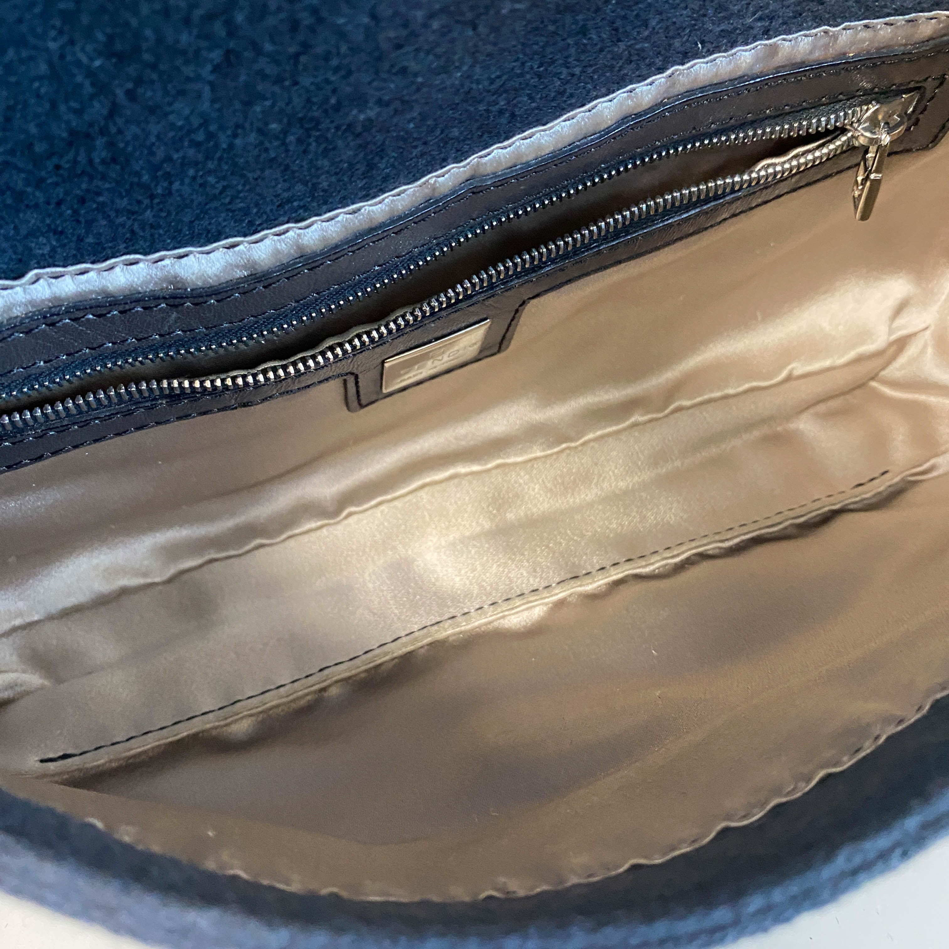 Baguette Black Cashmere and Pony Hair with Multi Colour Beaded Shoulder Bag