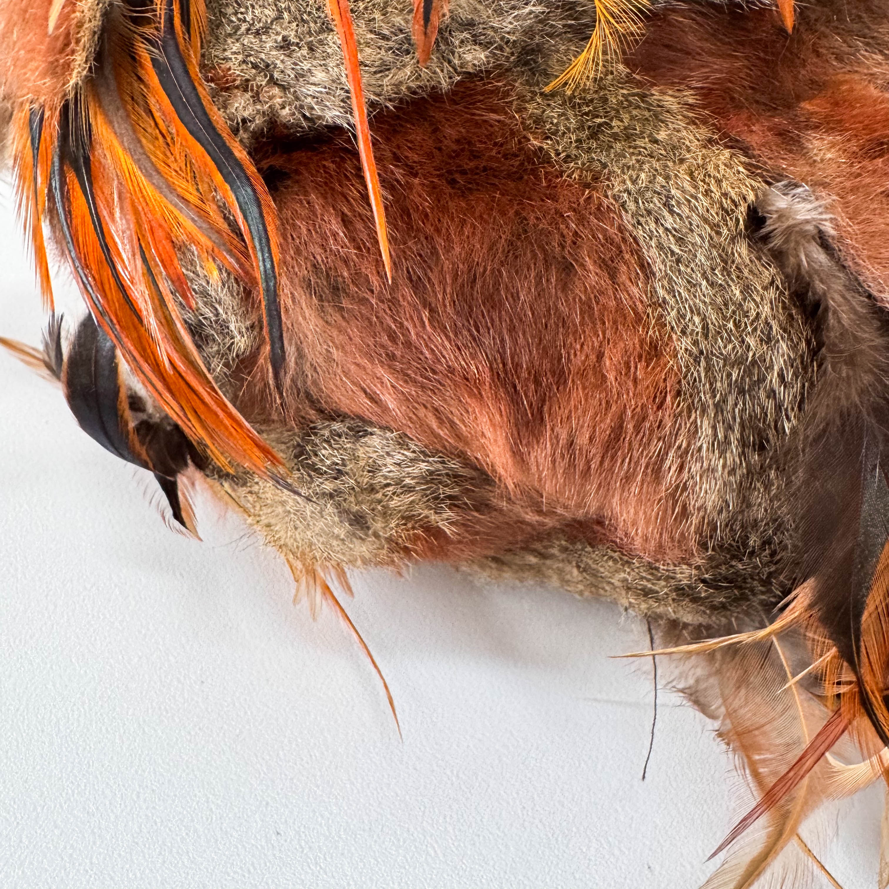 Feather/Fur Hobo Brown Gold Chain Bag