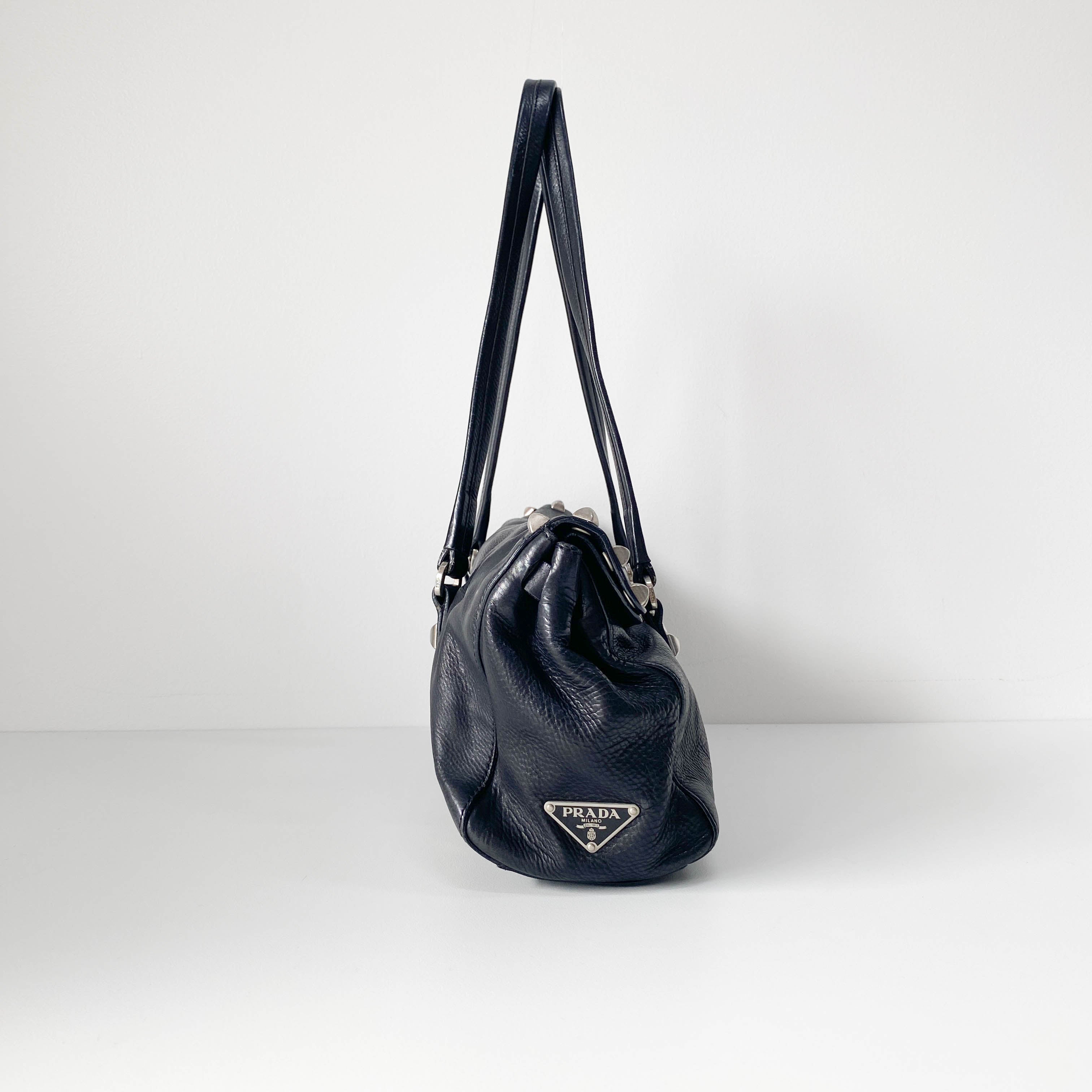 Black Leather with Silver Studs Bag