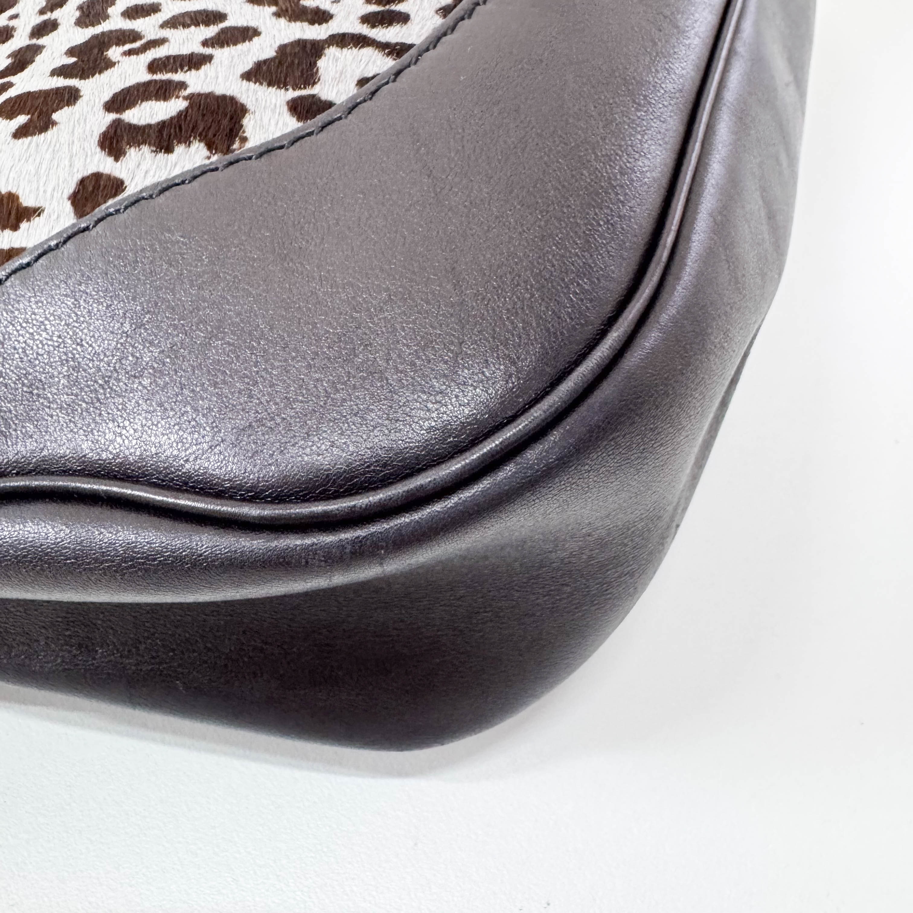 Jackie 1961 Blue Leopard Bony Hair Shoulder Bag