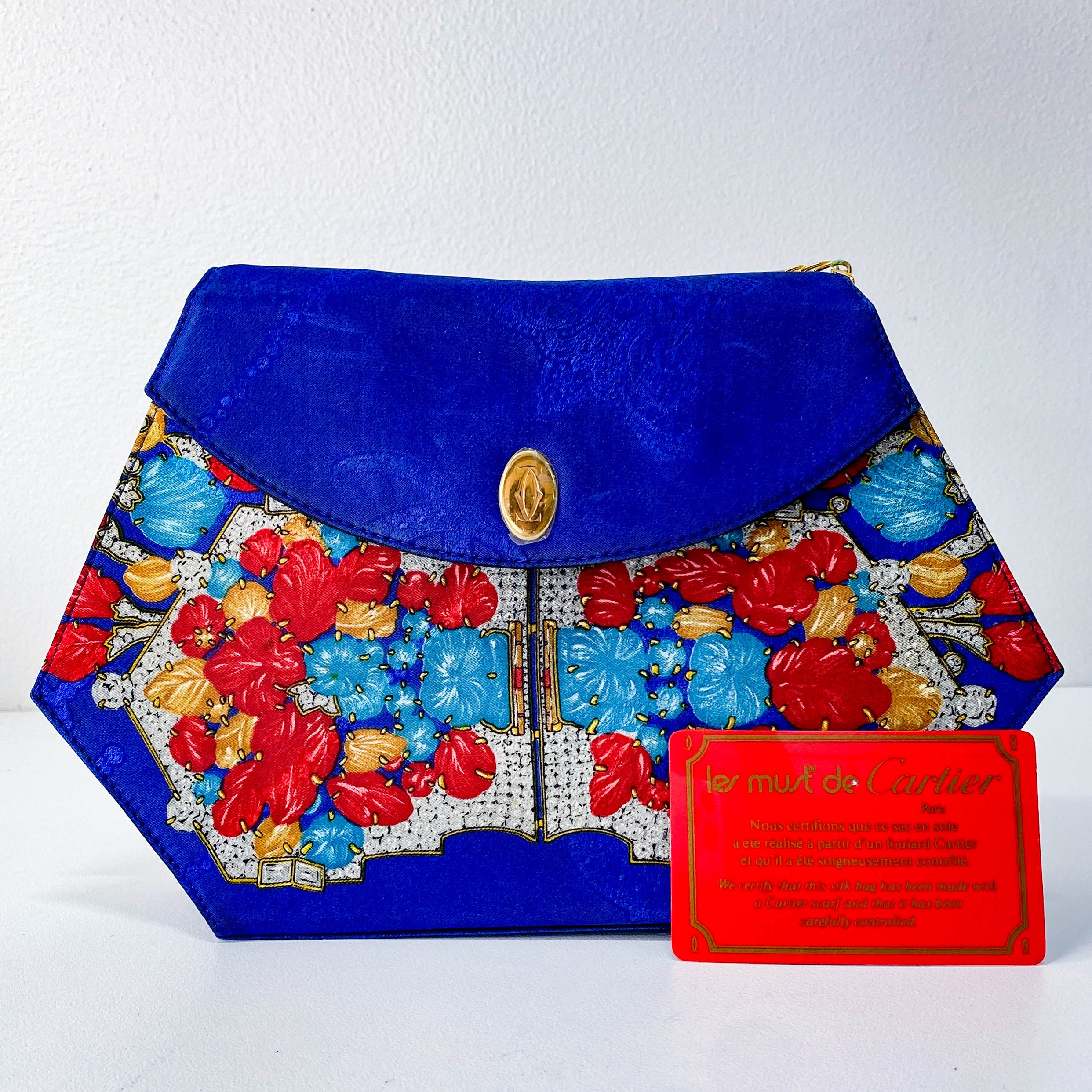 Mini Blue Floral Silk Shoulder Bag