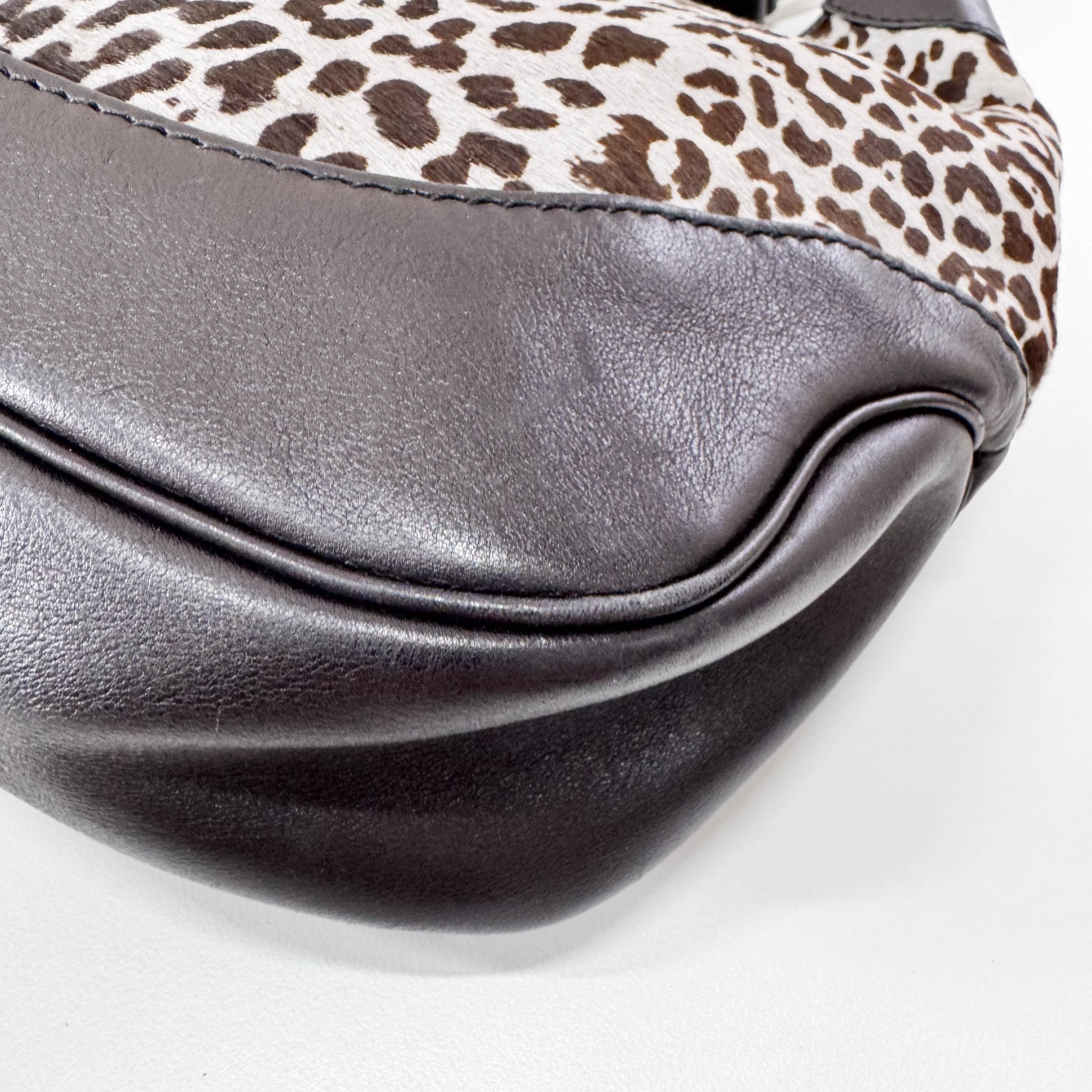 Jackie 1961 Blue Leopard Bony Hair Shoulder Bag