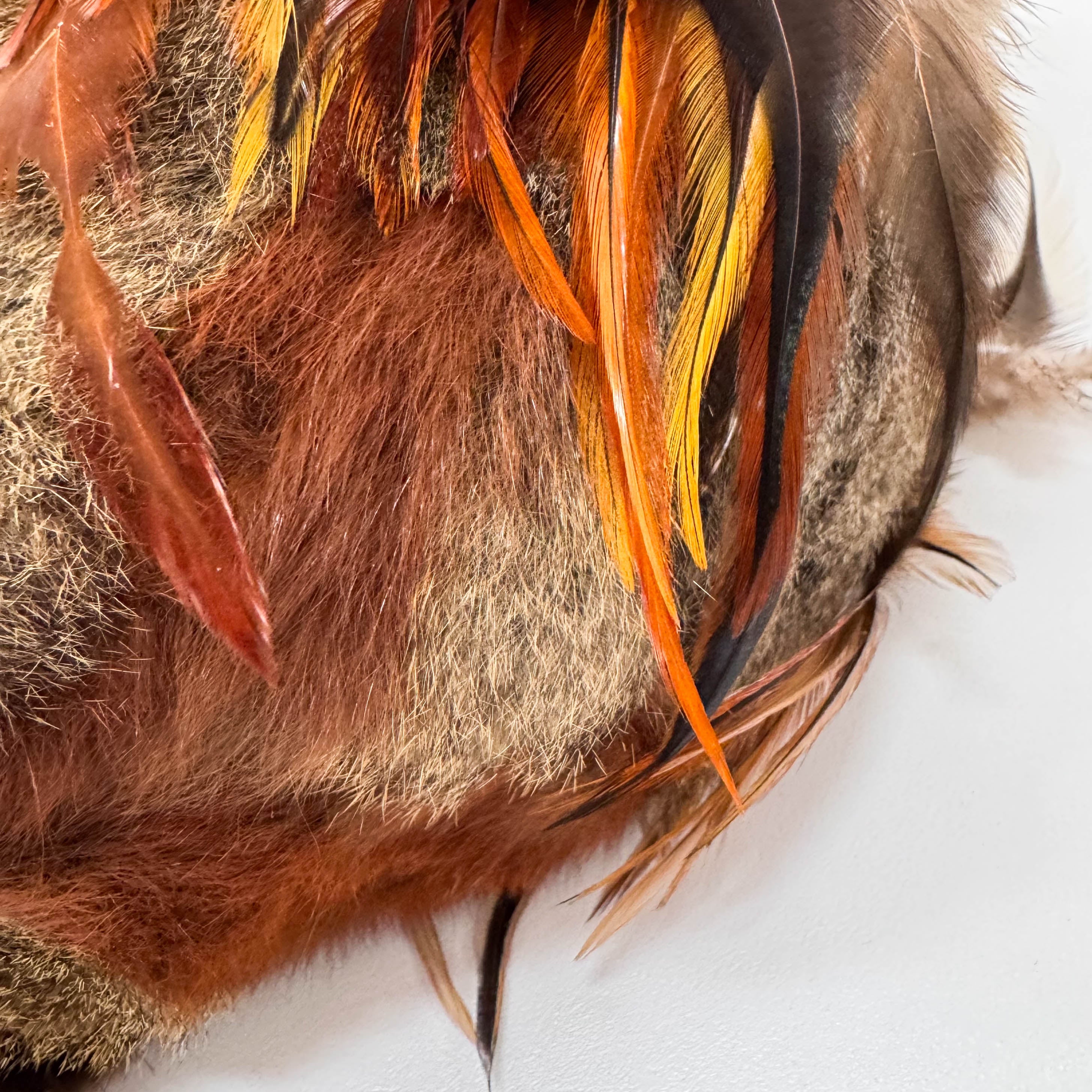 Feather/Fur Hobo Brown Gold Chain Bag