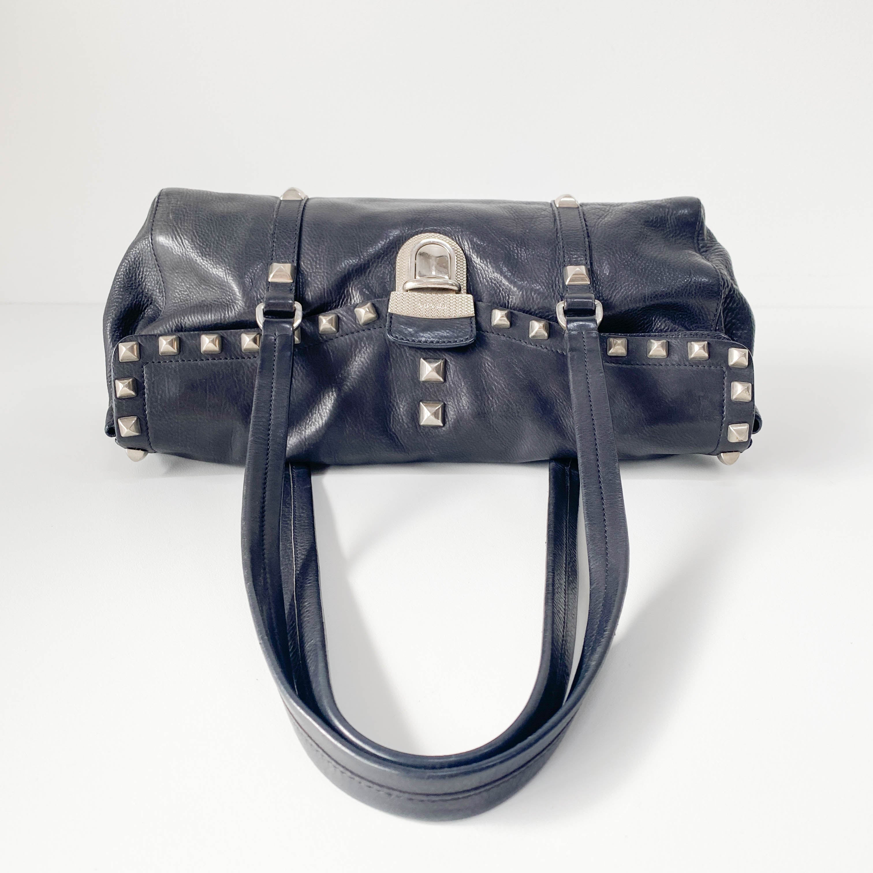 Black Leather with Silver Studs Bag