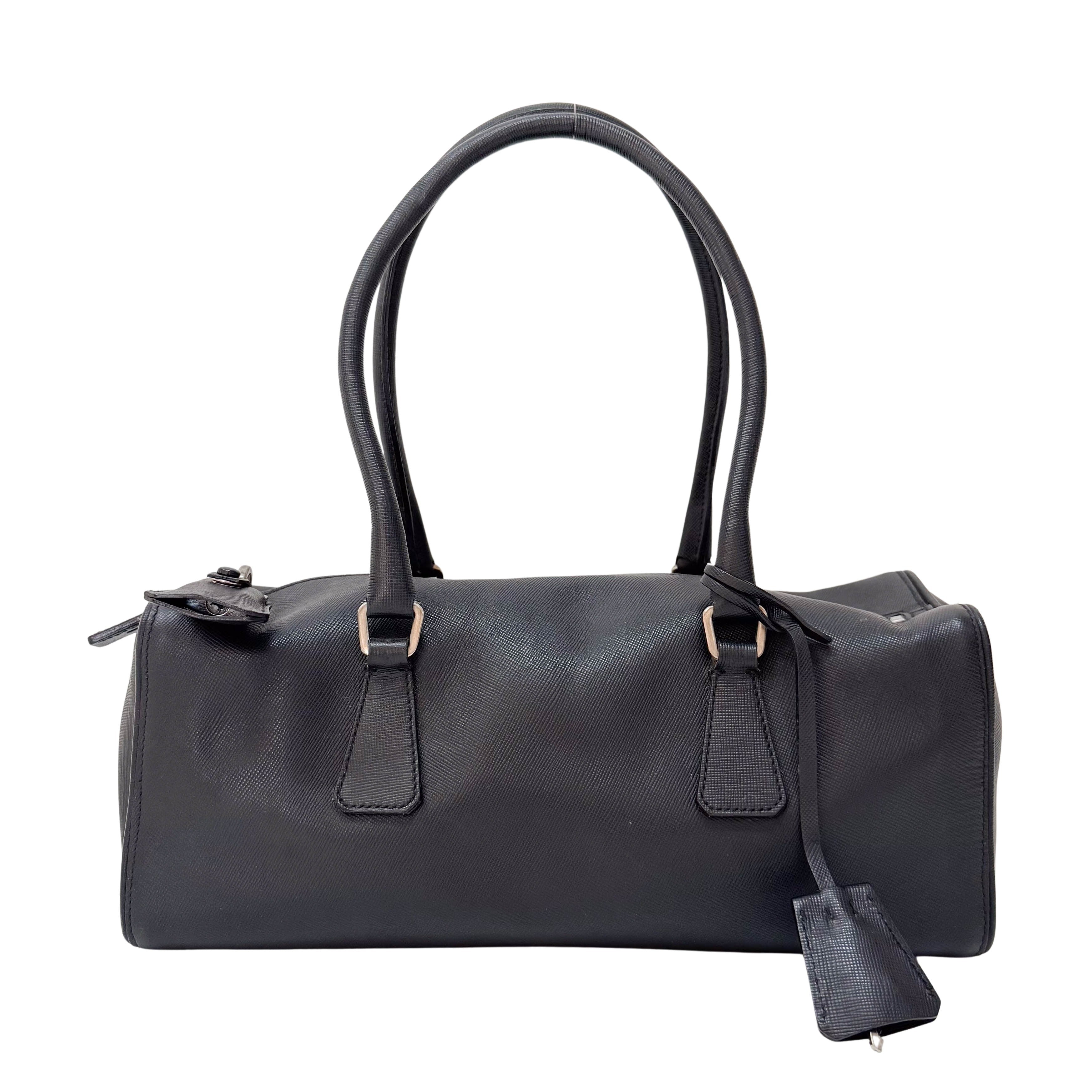 Mini Boston Black Saffiano Bag