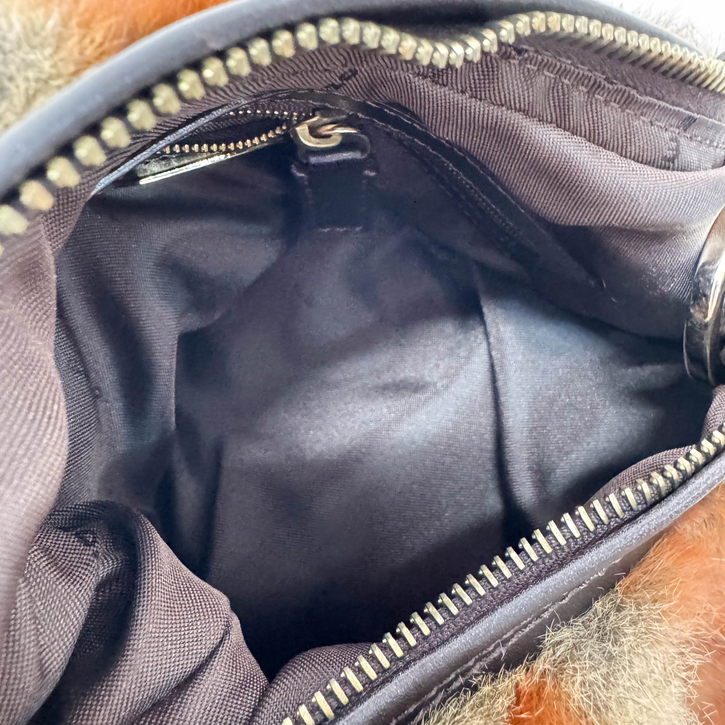 Feather/Fur Hobo Brown Gold Chain Bag