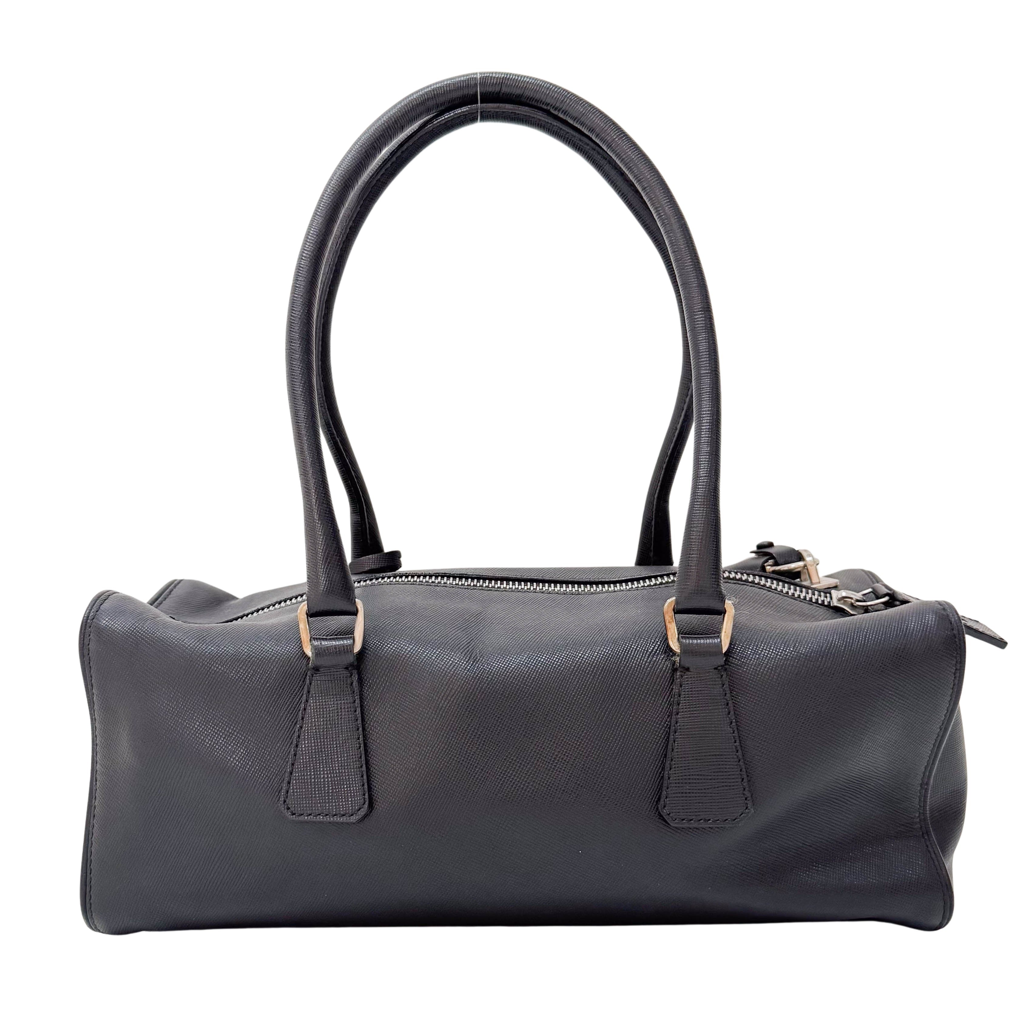 Mini Boston Black Saffiano Bag