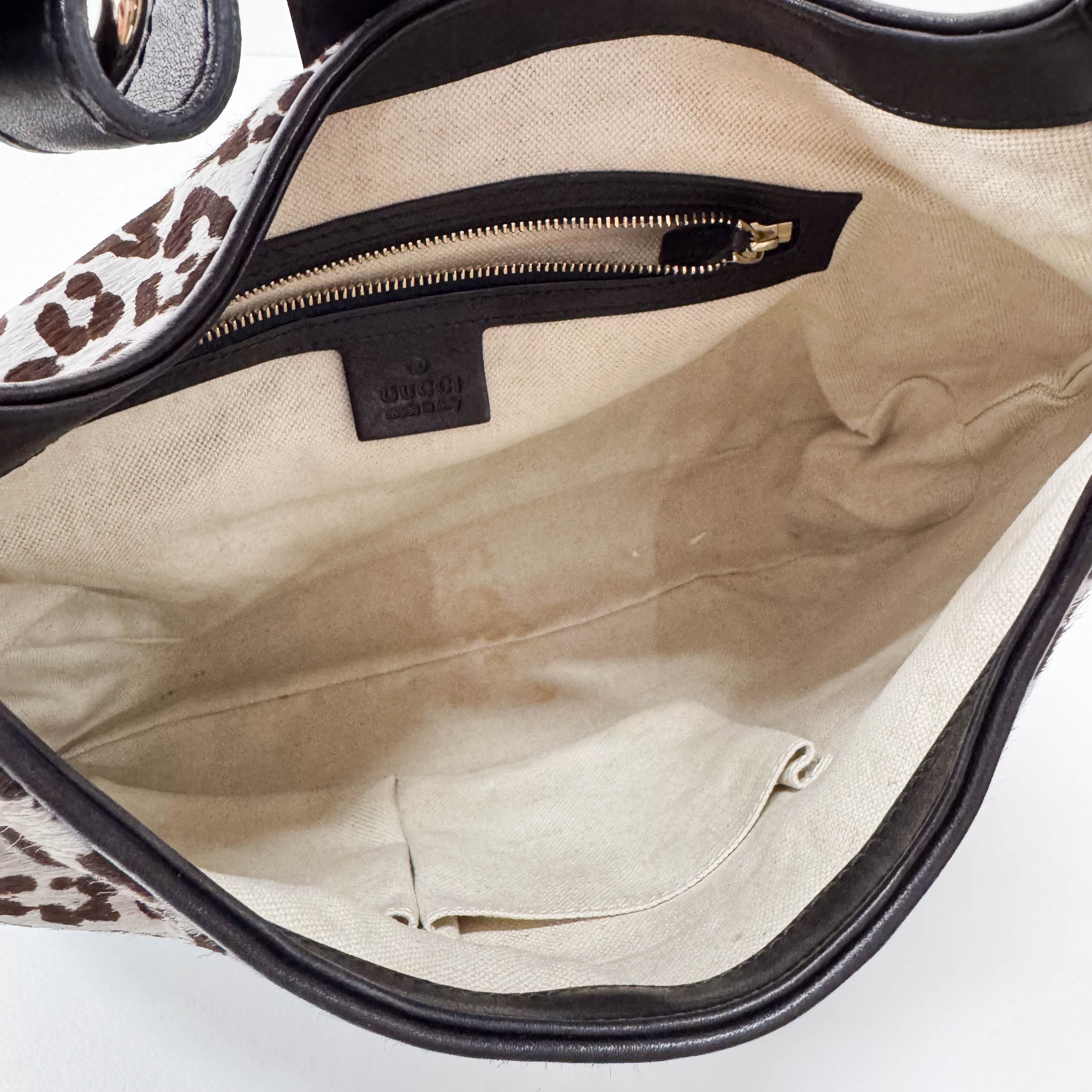 Jackie 1961 Blue Leopard Bony Hair Shoulder Bag