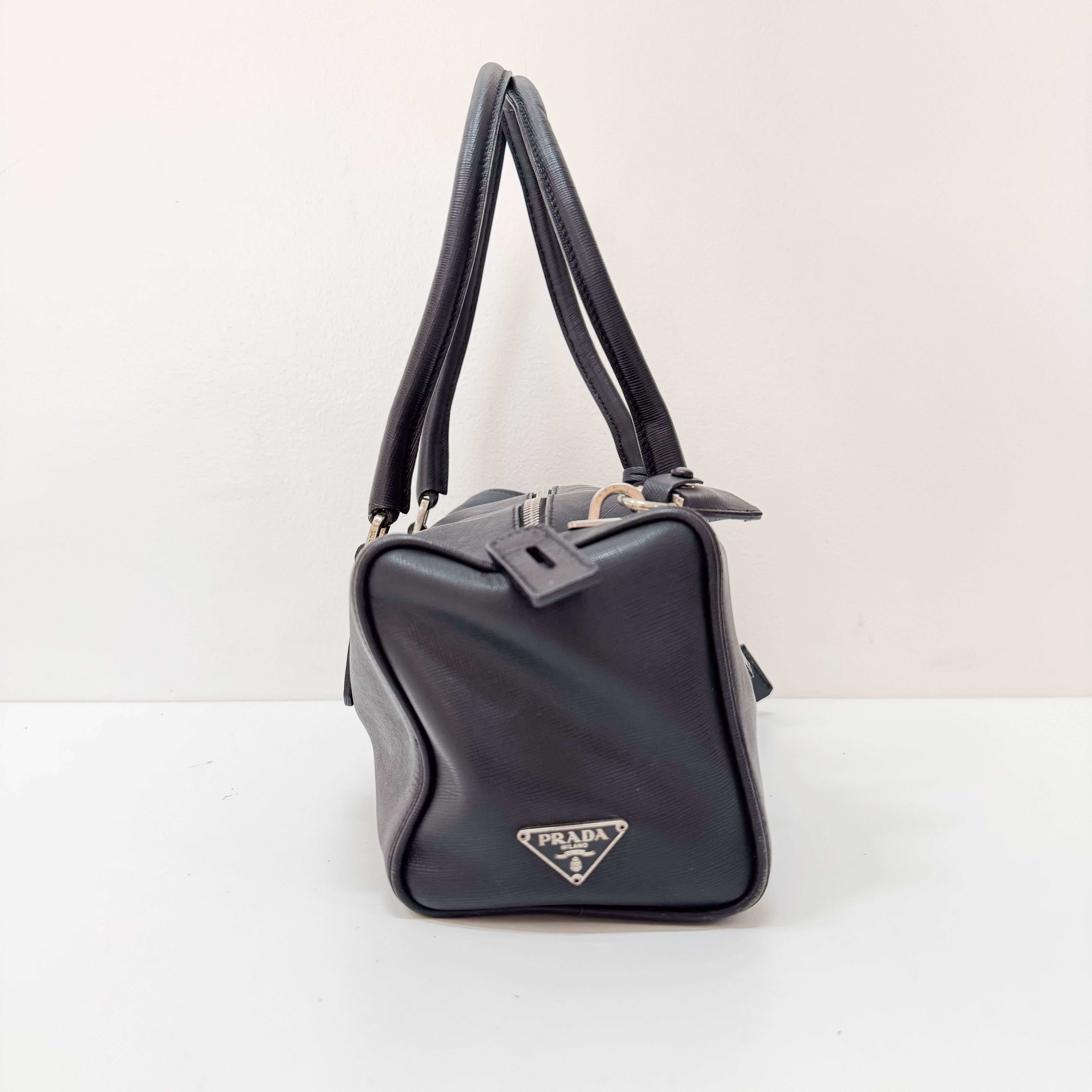 Mini Boston Black Saffiano Bag