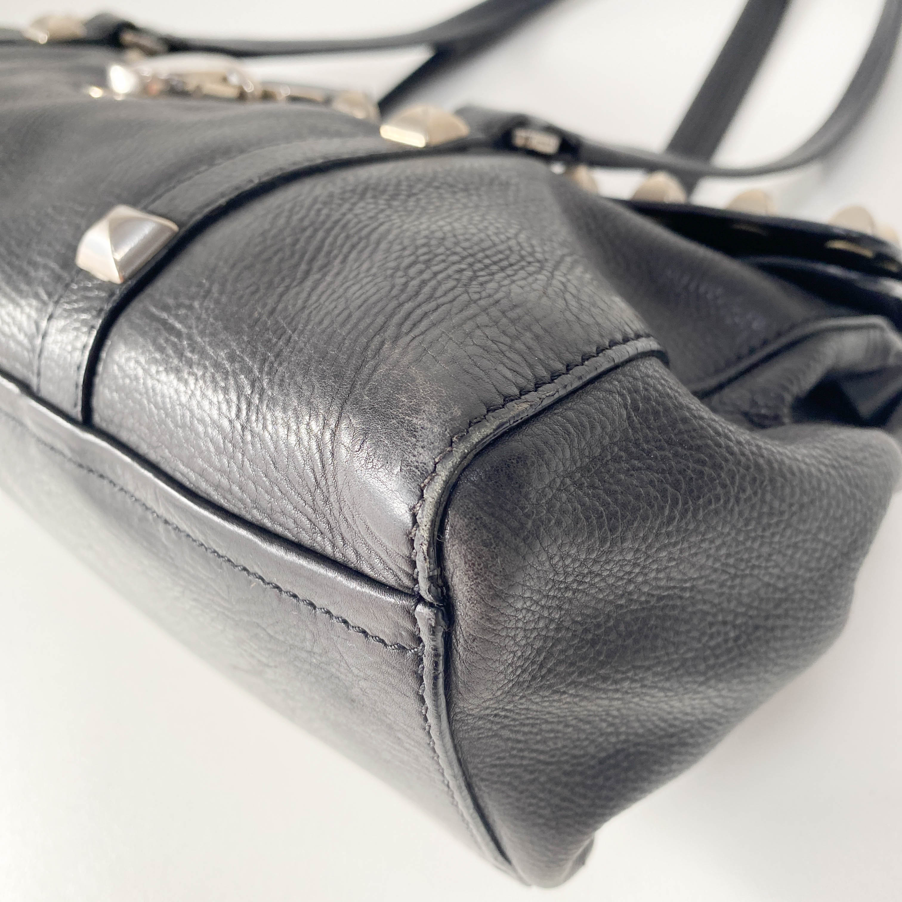 Black Leather with Silver Studs Bag