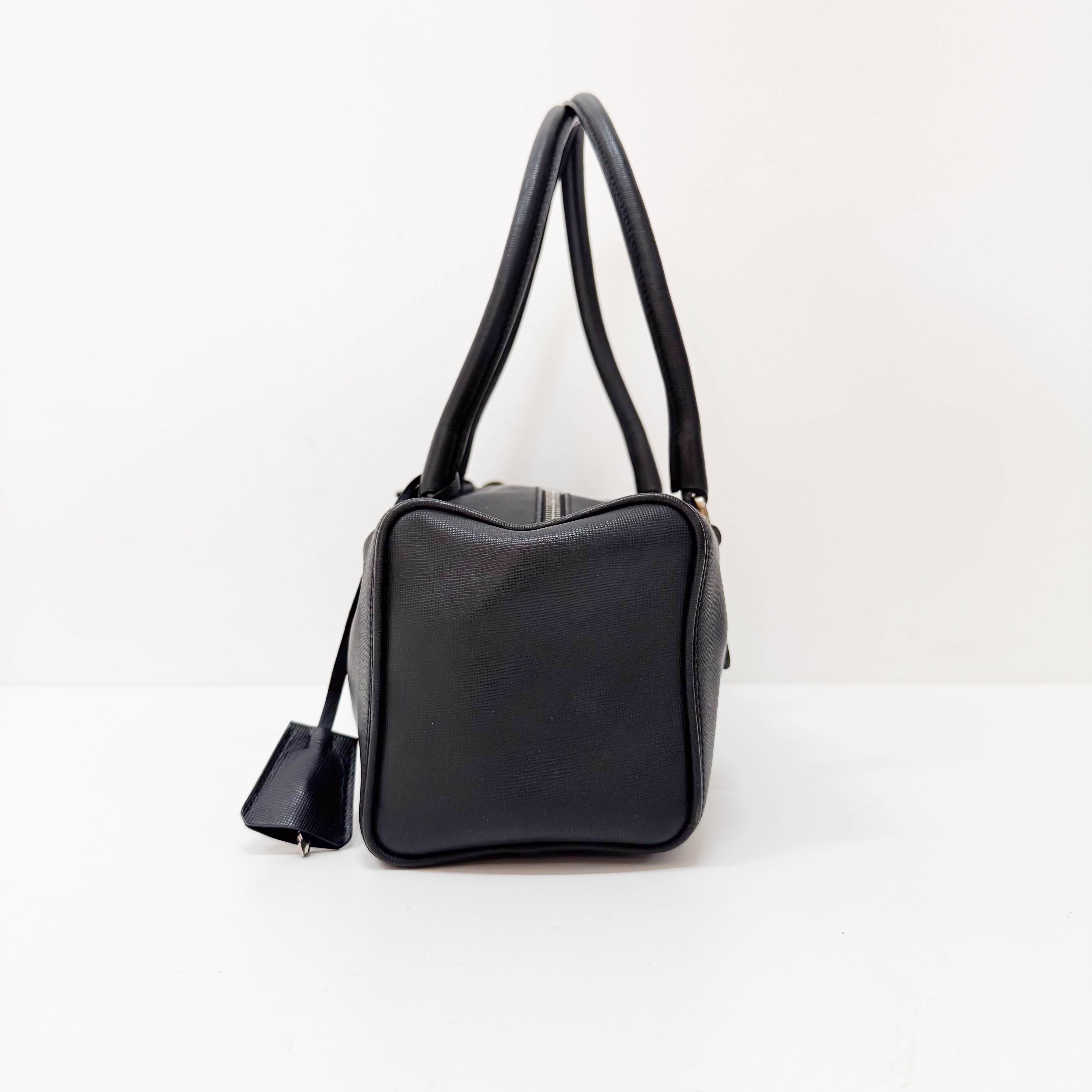 Mini Boston Black Saffiano Bag