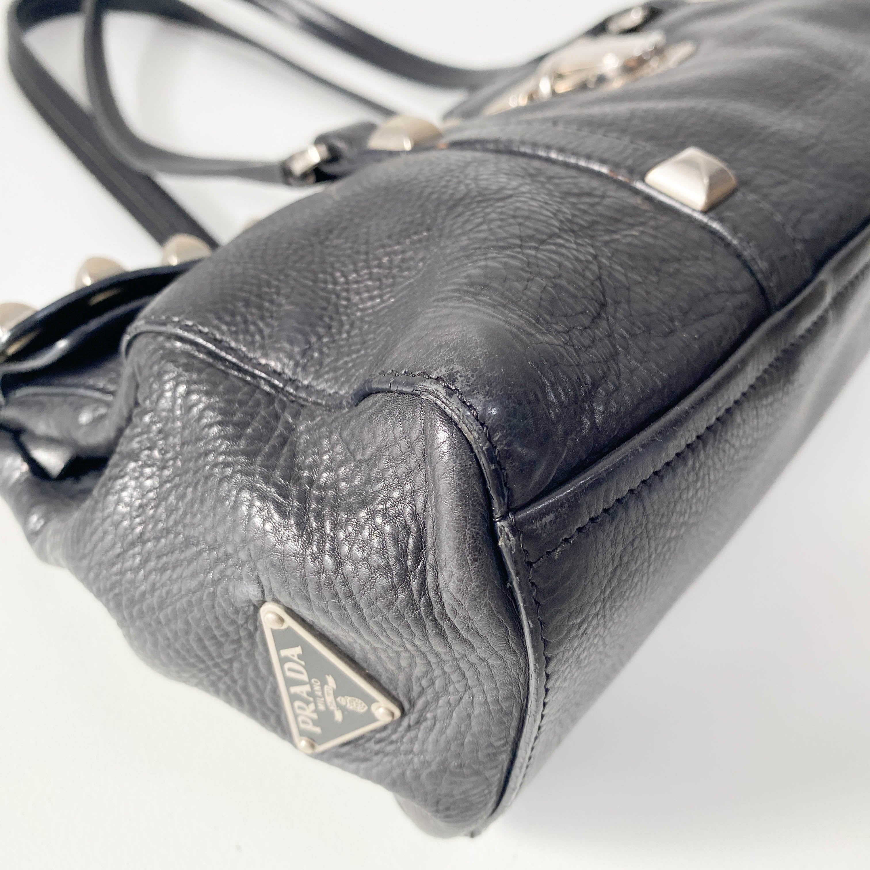 Black Leather with Silver Studs Bag