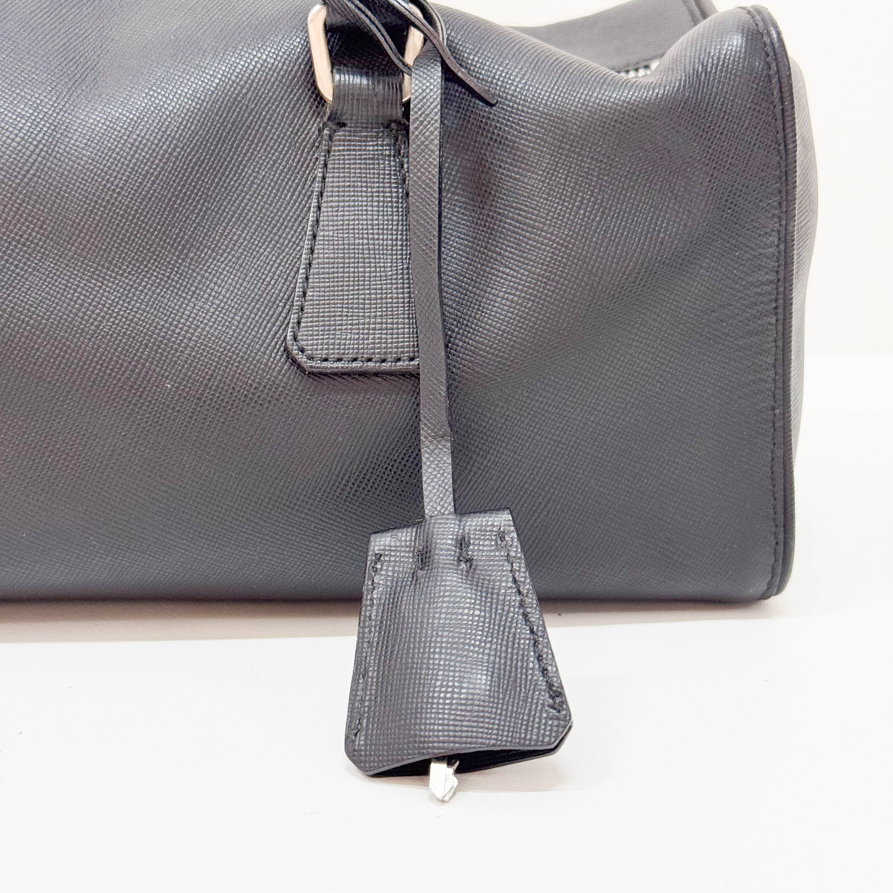 Mini Boston Black Saffiano Bag