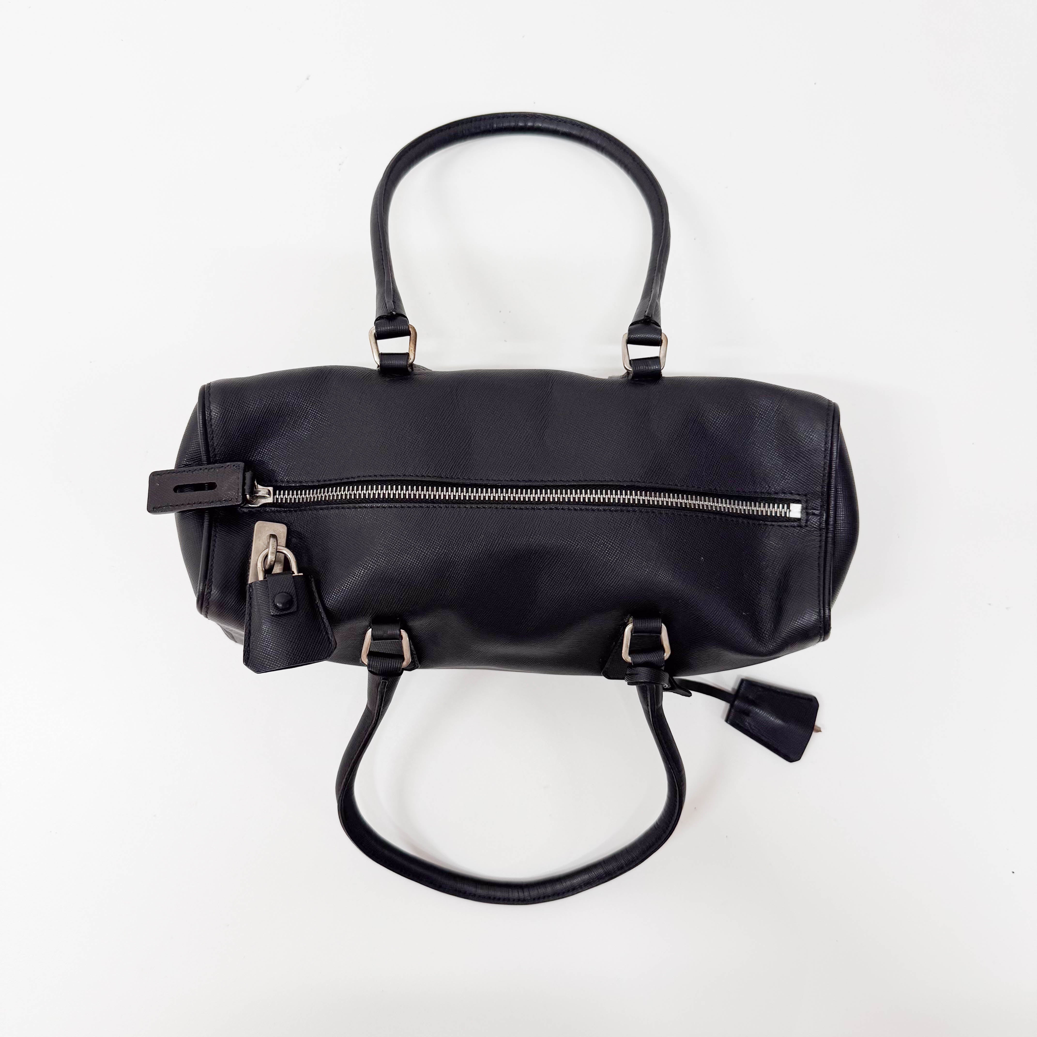 Mini Boston Black Saffiano Bag